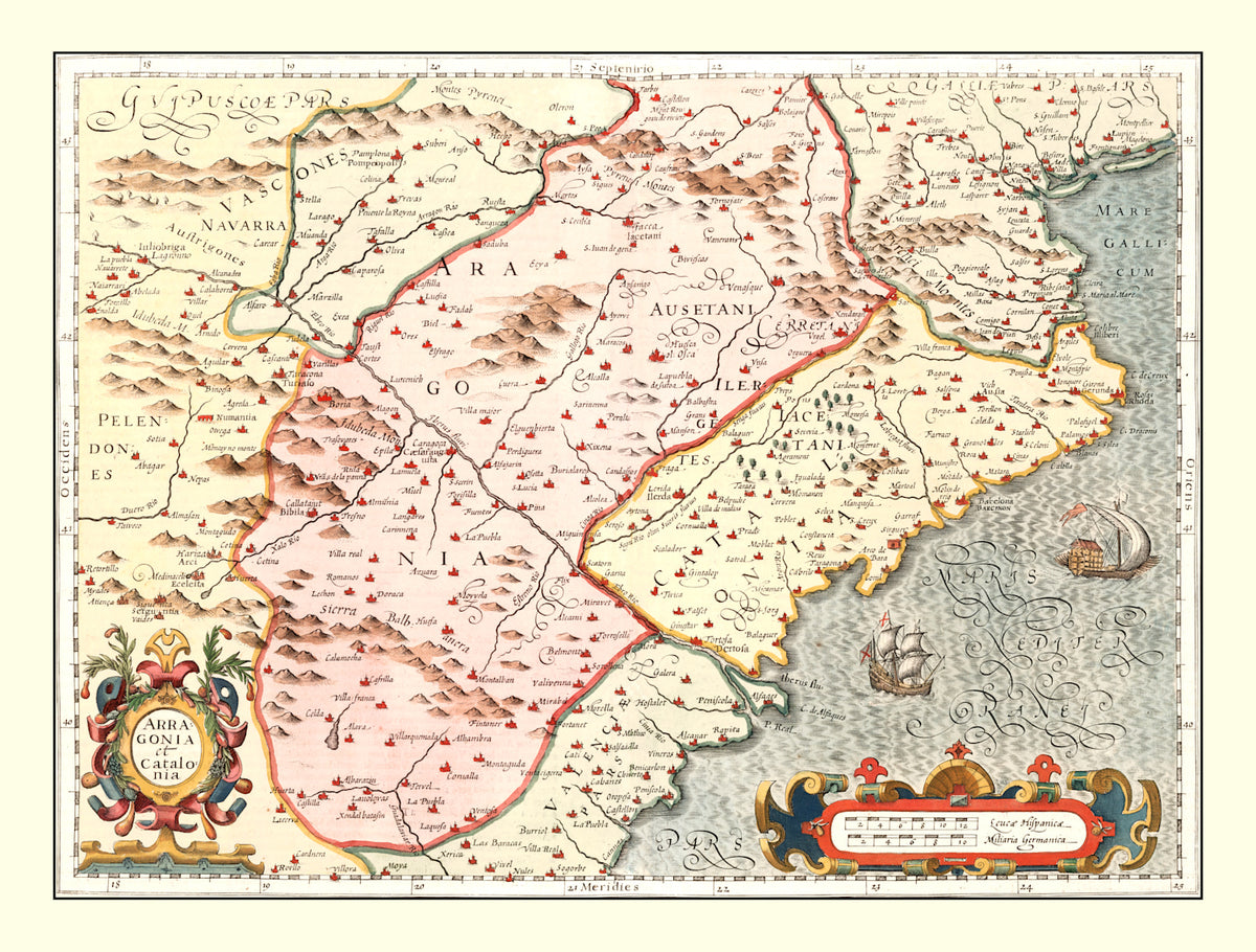 Preview of Vintage Map of Aragon & Catalonia Spain, 1623