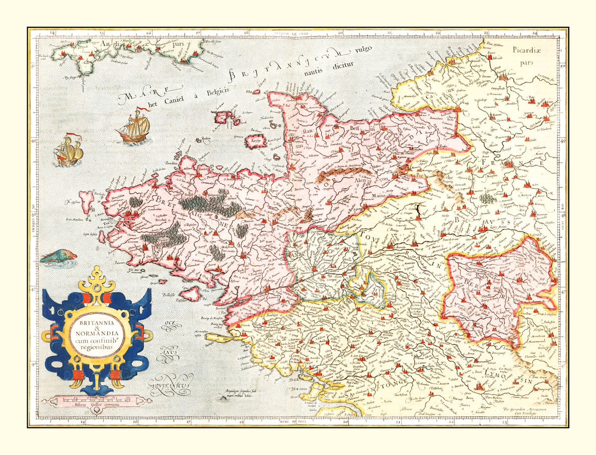 Preview of Vintage Map of Brittany & Normandy France, 1623