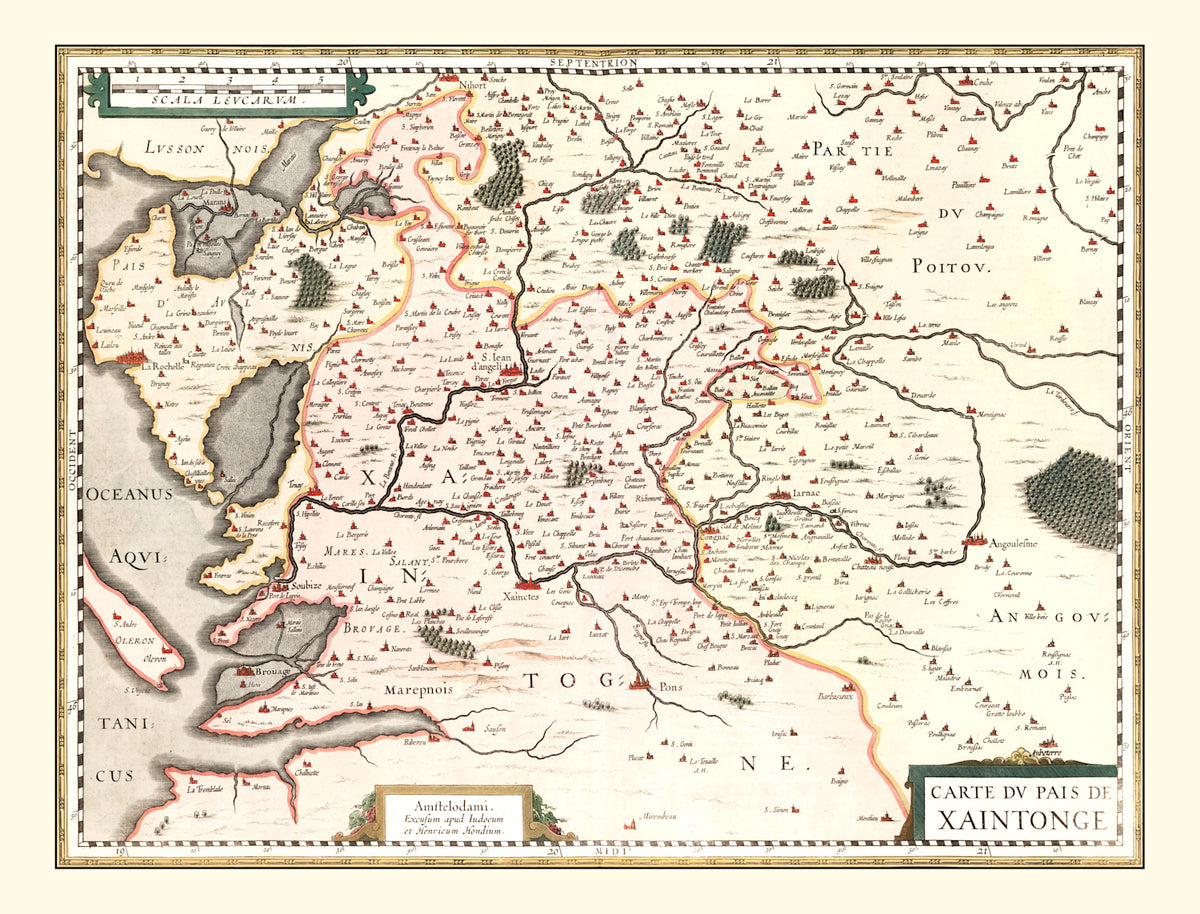 Preview of Vintage Map of Saintonge (Xaintonge) France, 1623