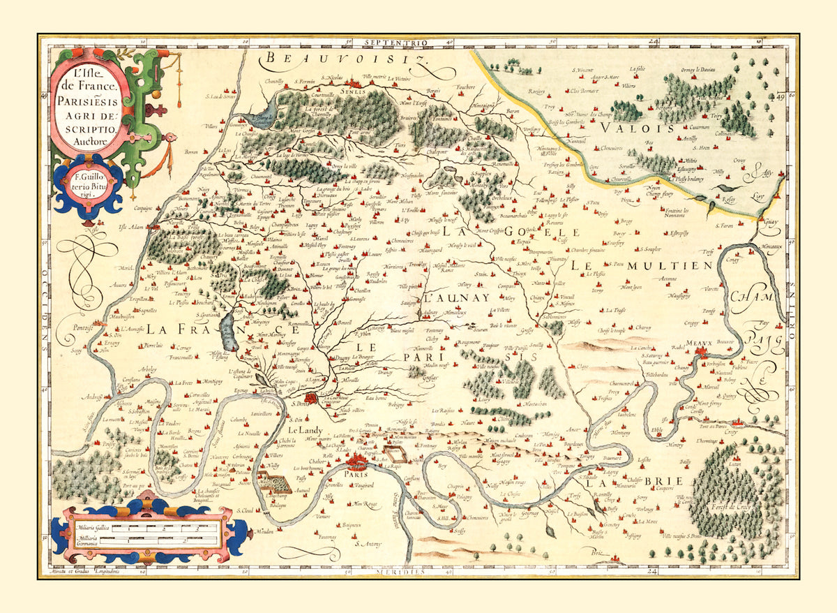 Preview of Vintage Map of Isle of France, 1623