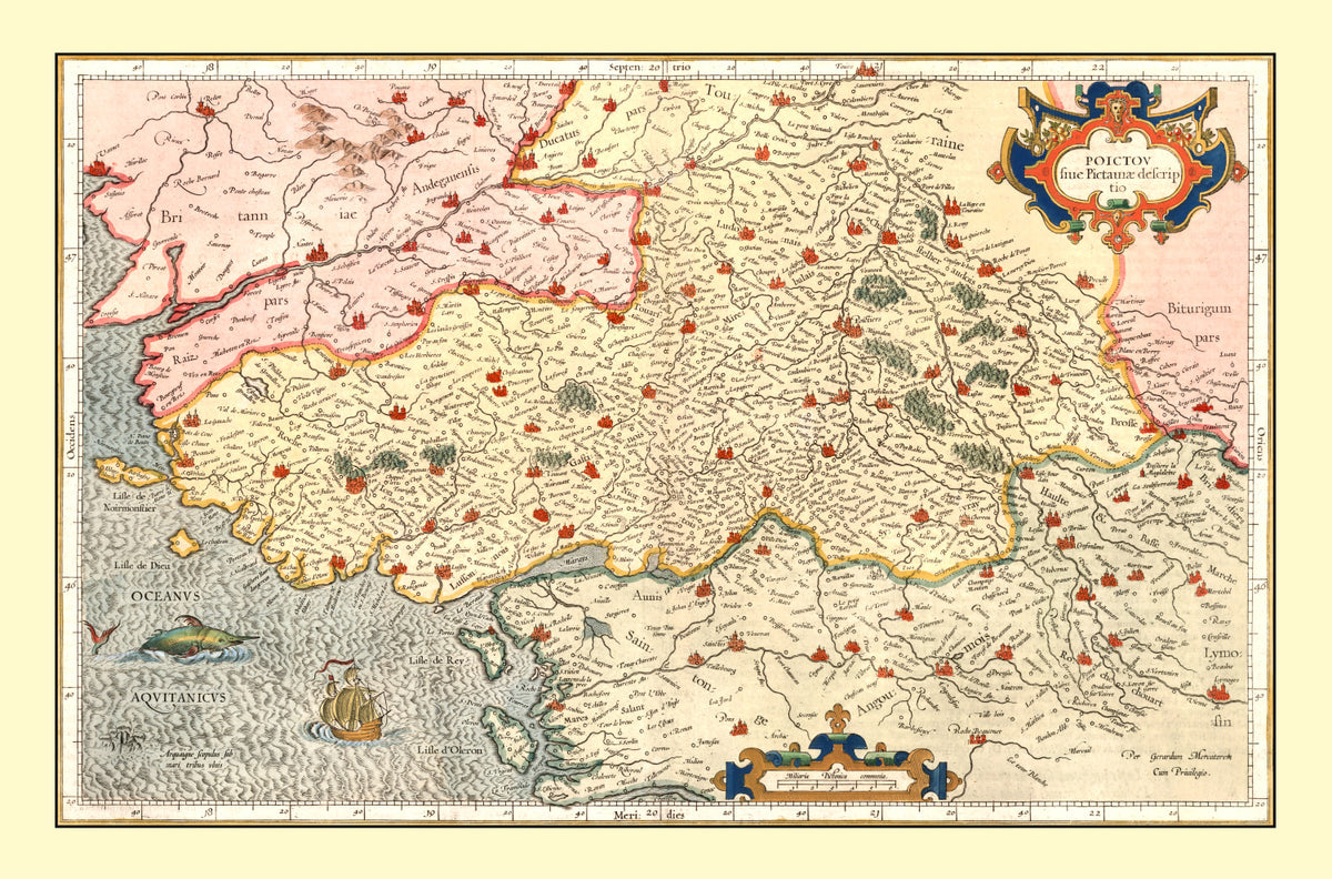 Preview of Vintage Map of Poitou France, 1623