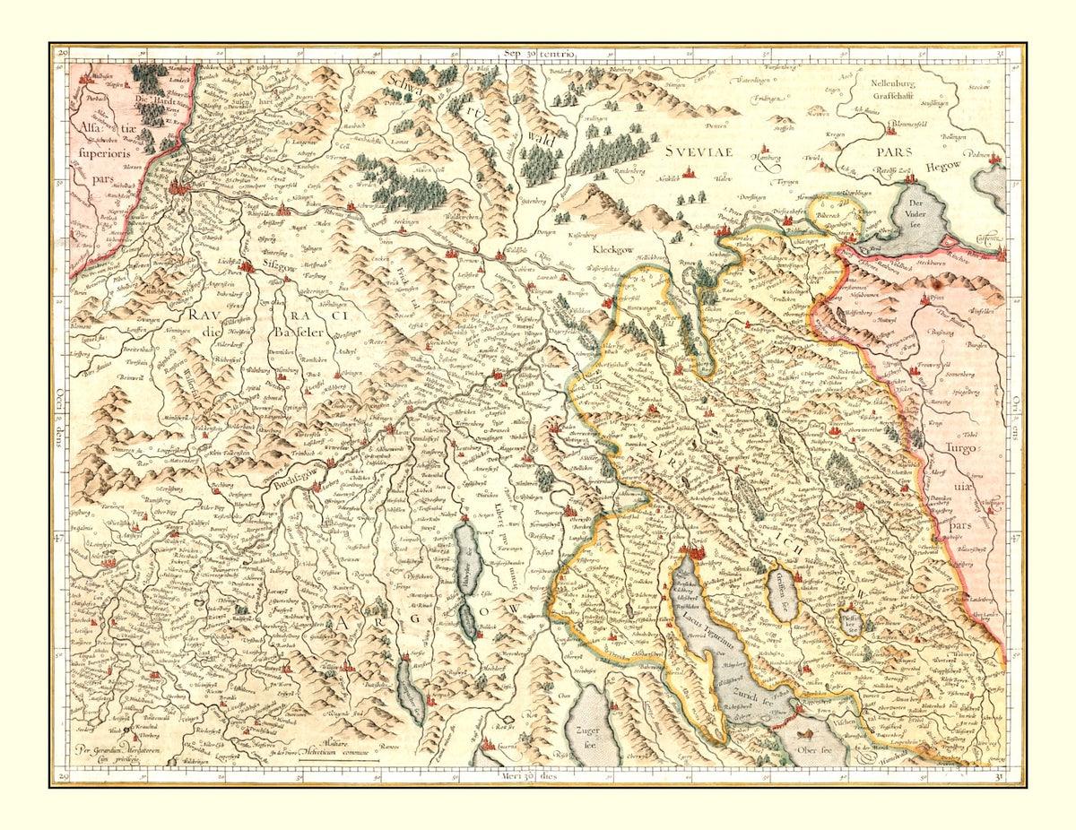 Preview of Vintage Map of Switzerland, 1623