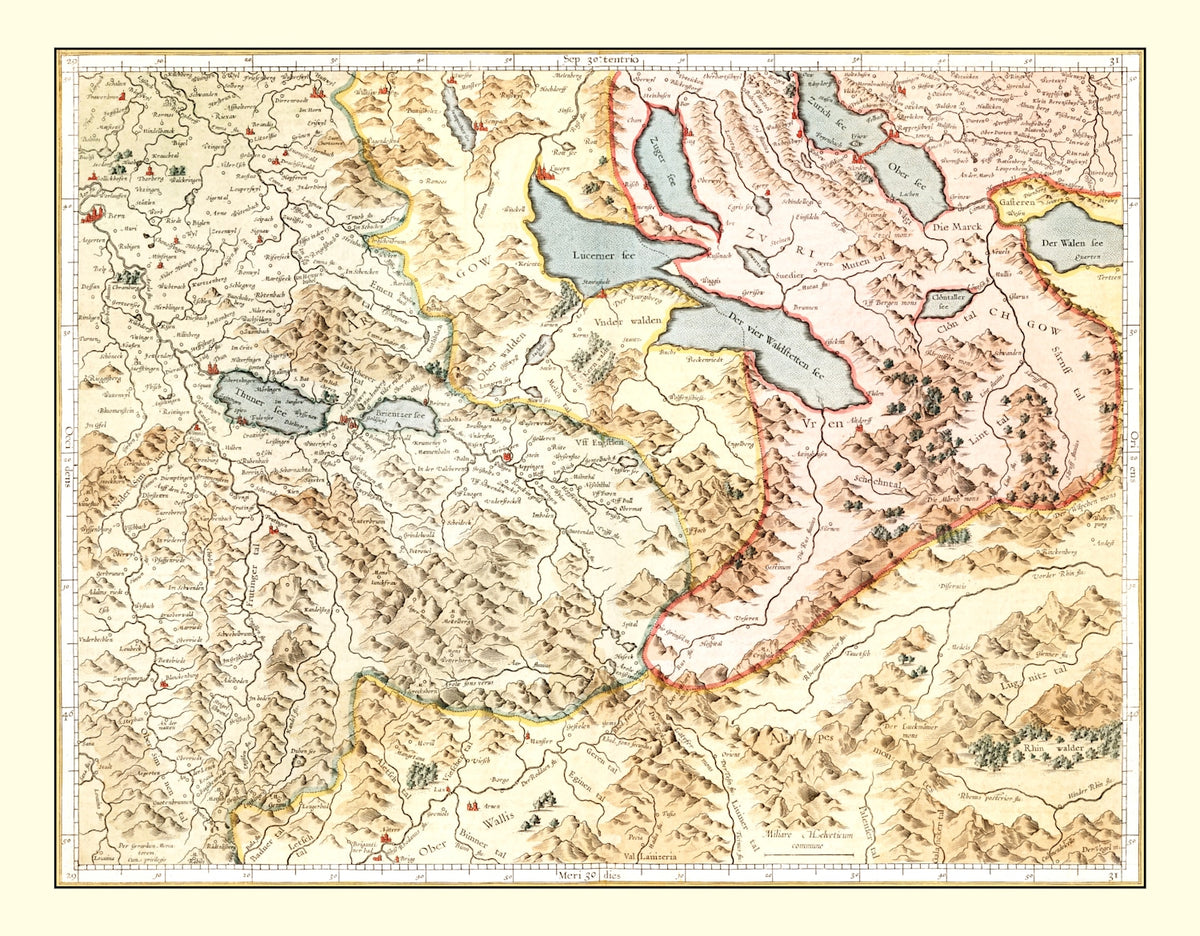 Preview of Vintage Map of Switzerland 1623