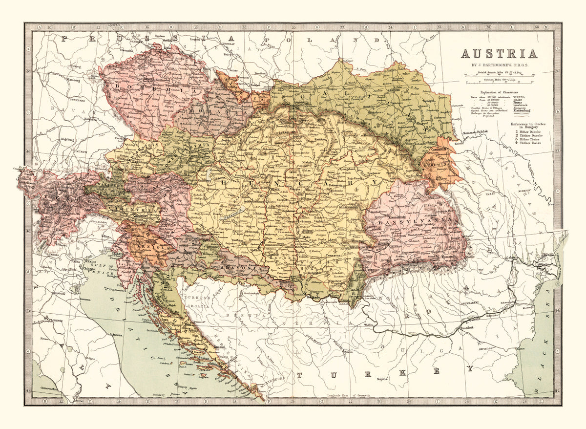 Preview of Vintage Map of Austria 1871