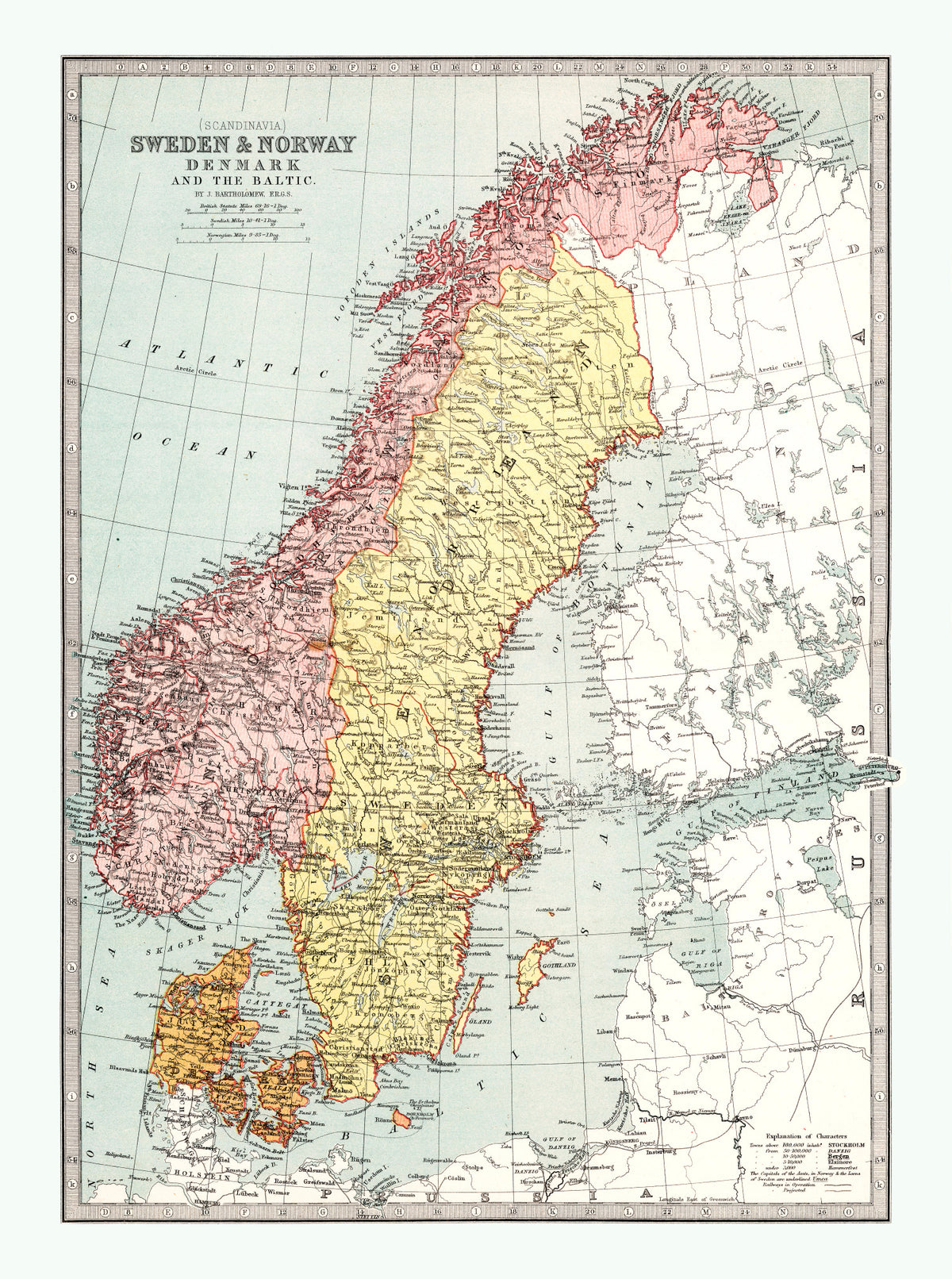 Preview of Vintage Map of Sweden, Norway & Denmark 1871