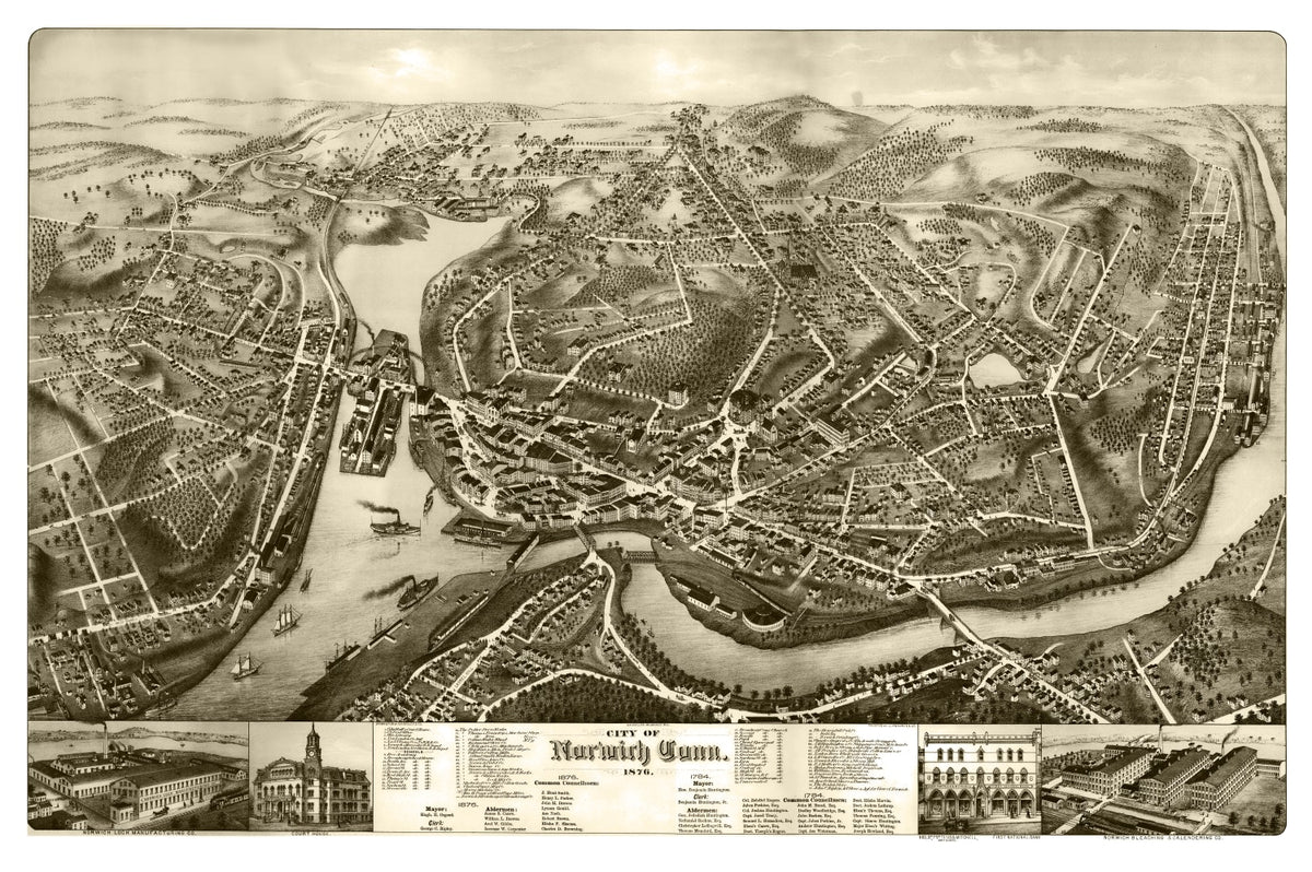 Preview of Vintage Map of Norwich, Connecticut 1876