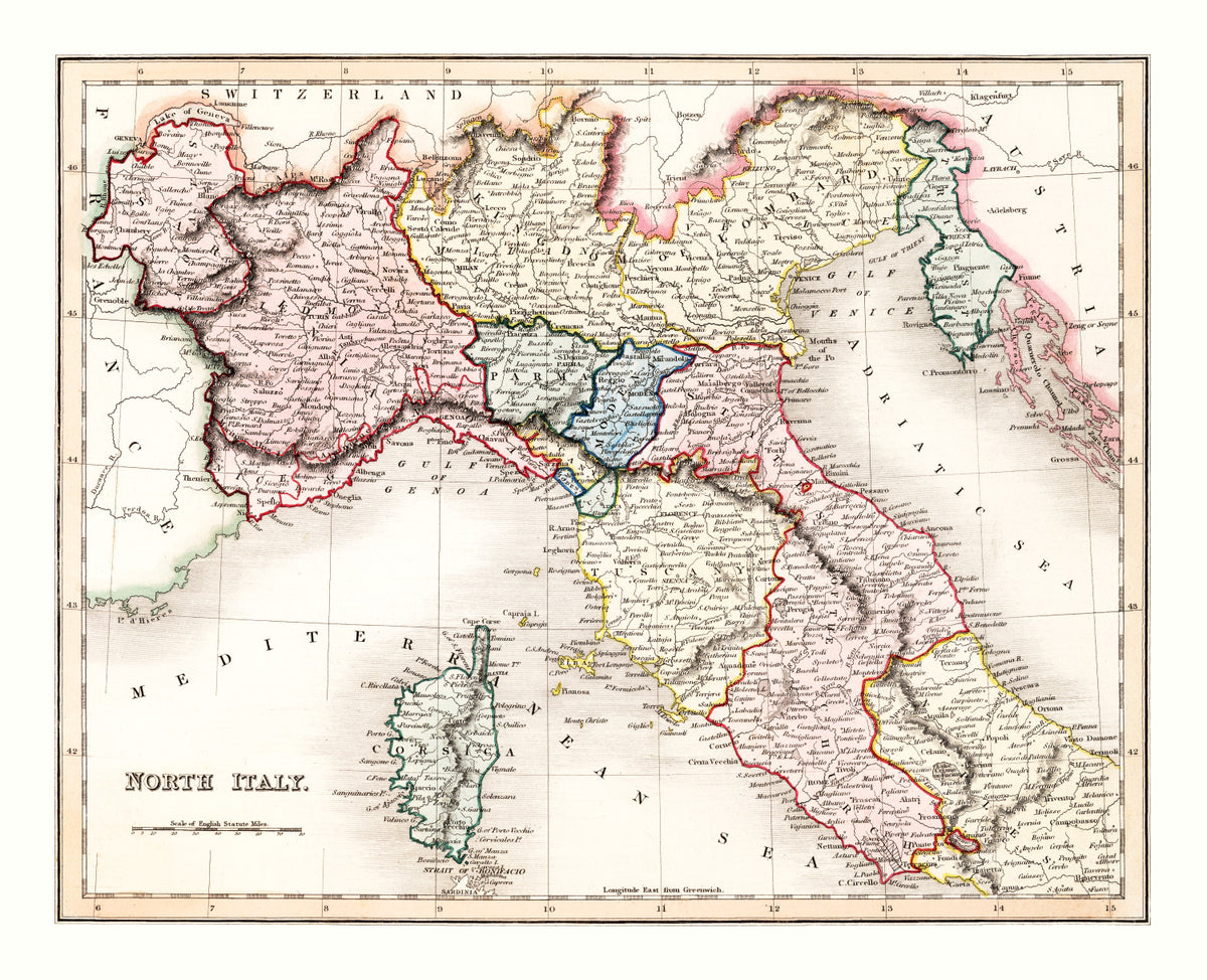 Preview of Vintage Map of North Italy 1832