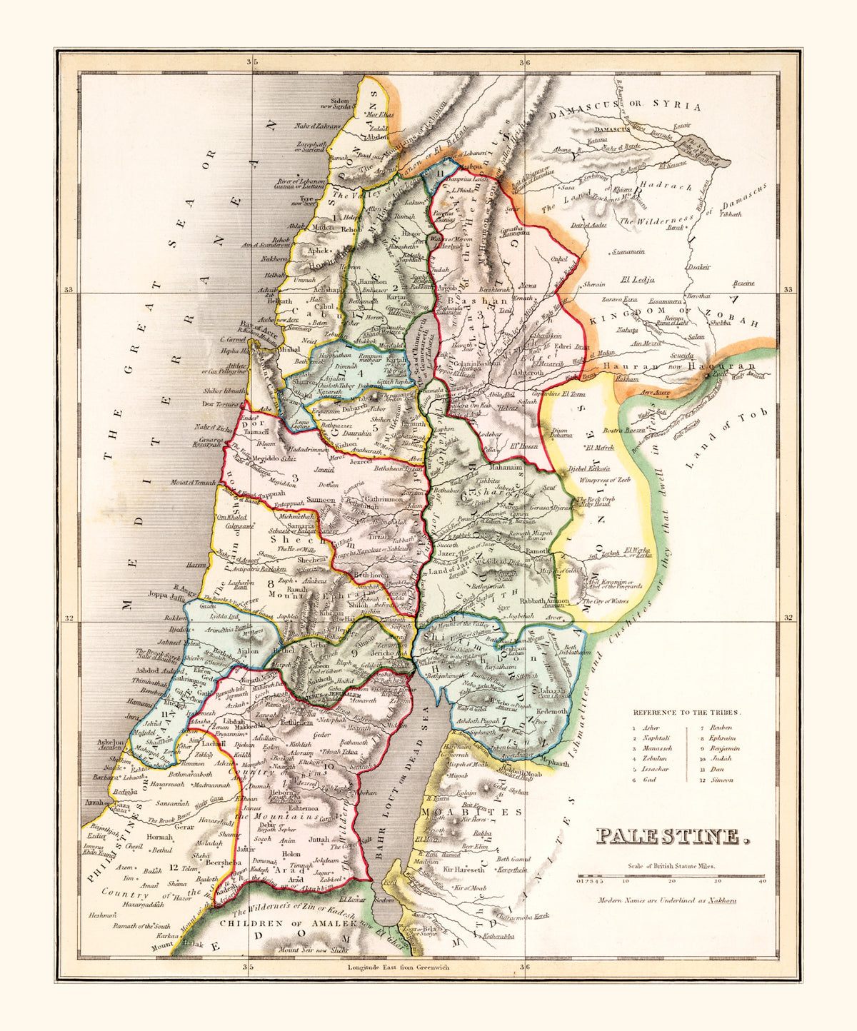 Preview of Vintage Map of Palestine 1832
