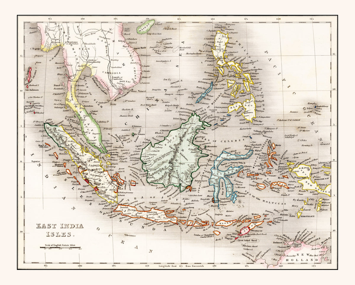 Preview of Vintage Map of Indonesia, Malaysia & Philippines 1832