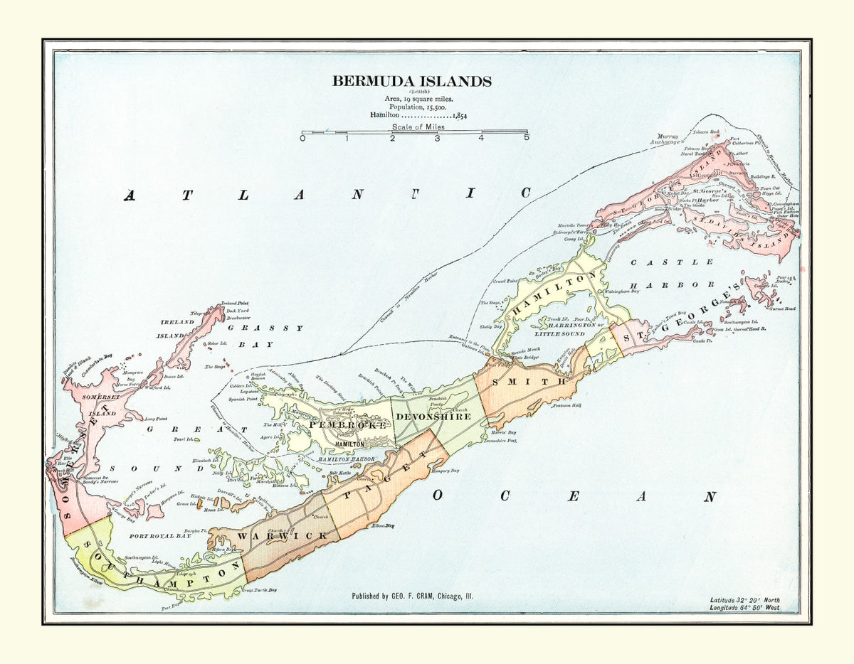 Preview of Vintage Map of Bermuda Islands 1901