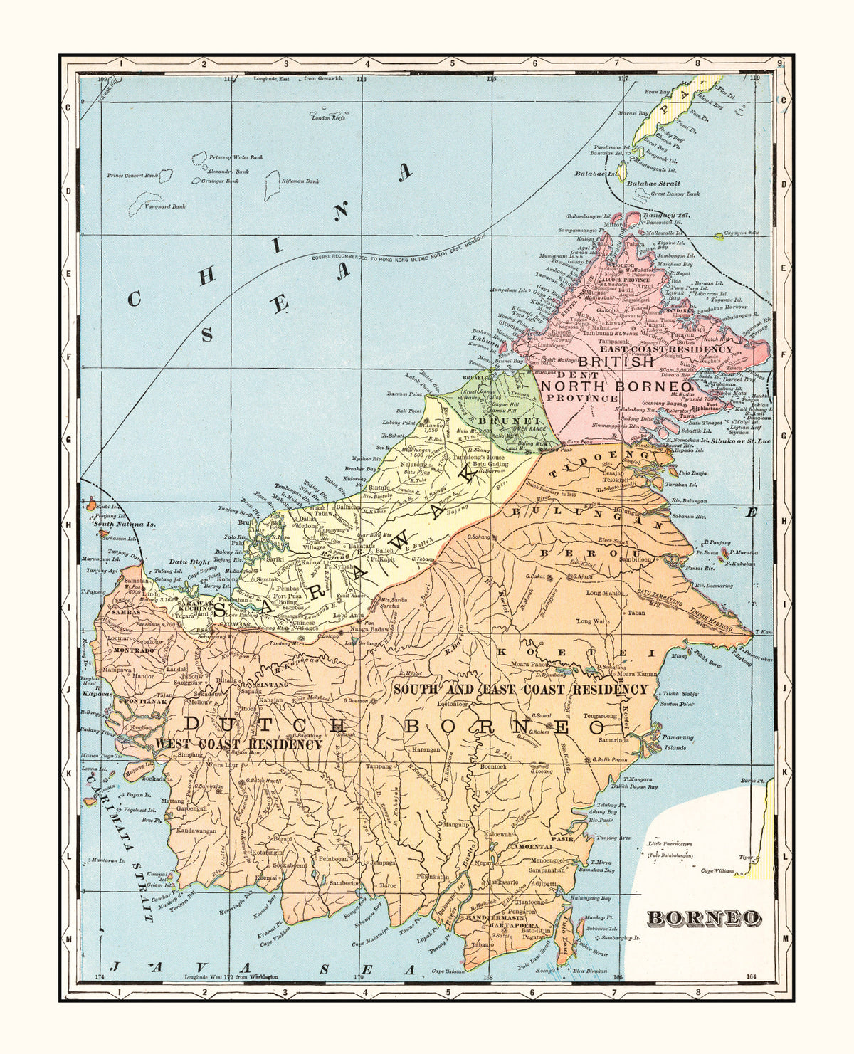 Preview of Vintage Map of Borneo, East Indies 1901