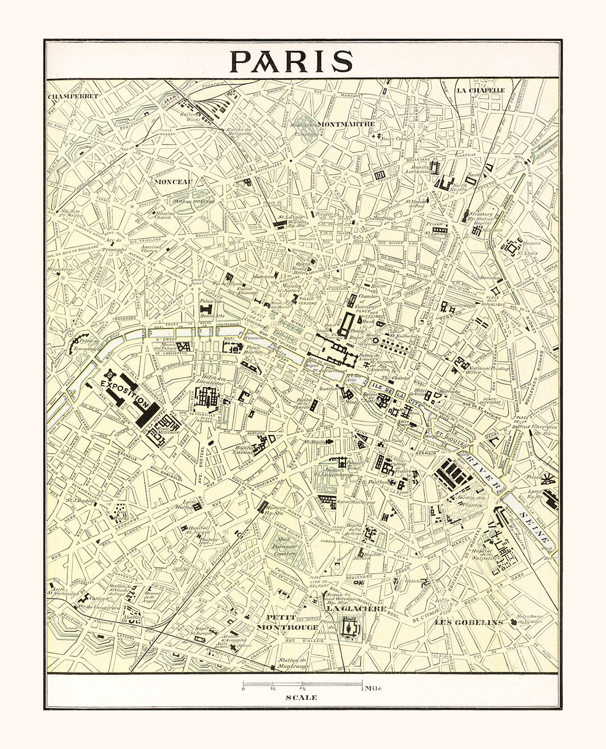 Preview of Vintage Map of Paris, France 1901