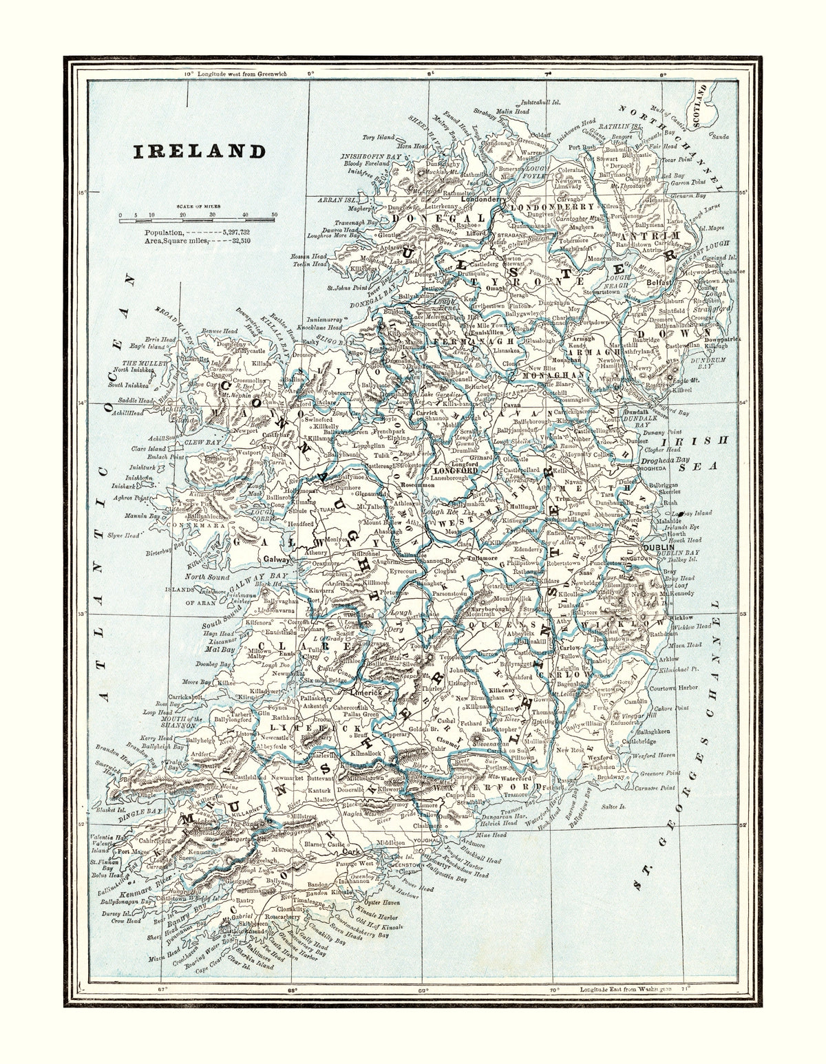 Preview of Vintage Map of Ireland 1893
