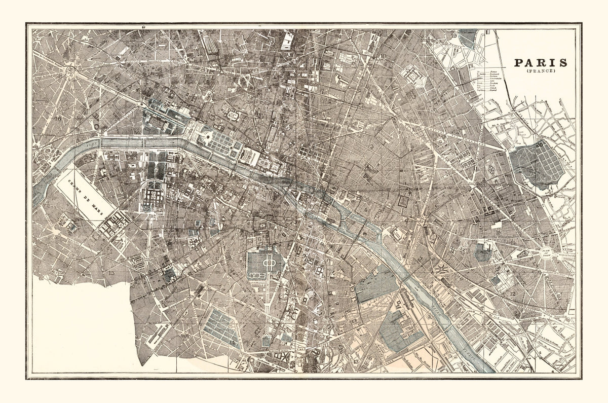 Preview of Vintage Map of Paris, France 1893