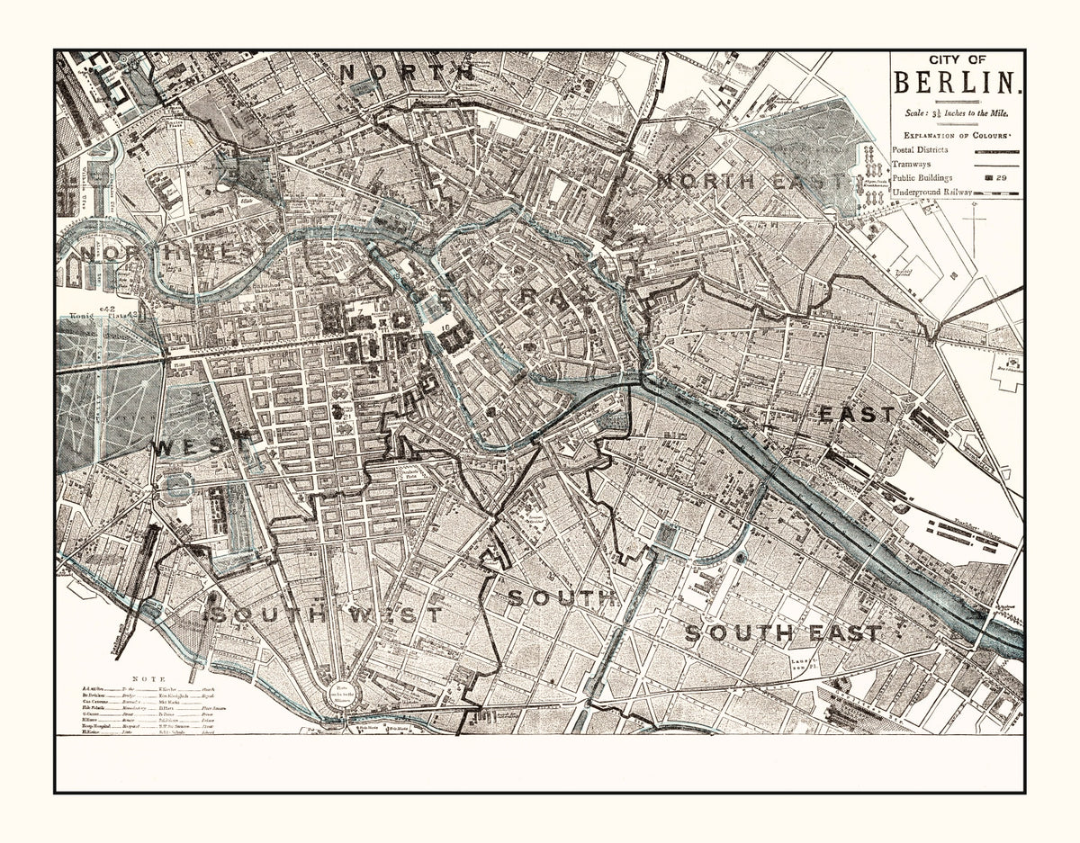 Preview of Vintage Map of Berlin, Germany 1893