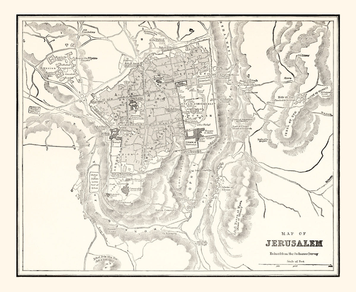 Preview of Vintage Map of Jerusalem, Israel 1893