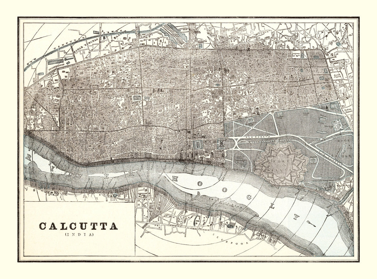 Preview of Vintage Map of Calcutta, India 1893