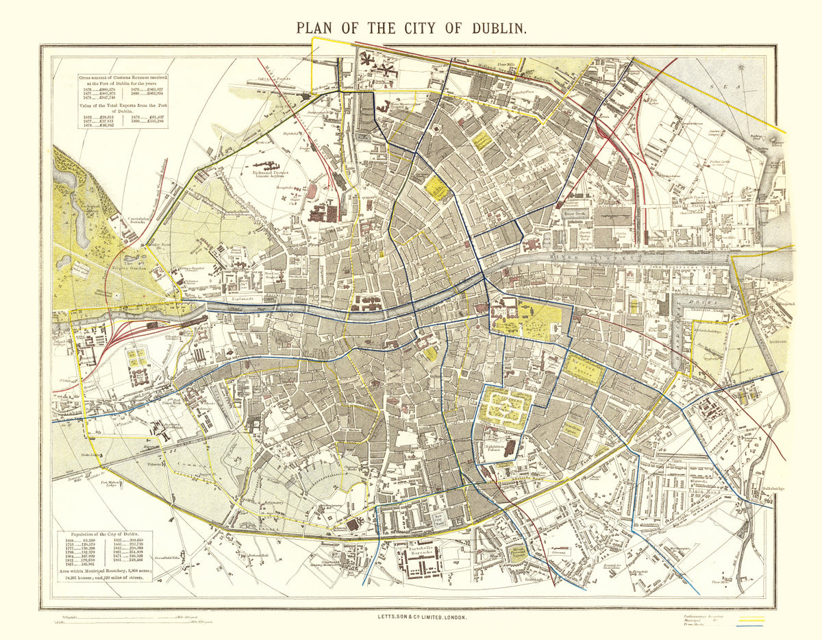 Preview of Vintage Map of Dublin, Ireland 1883