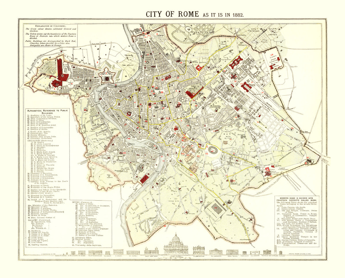 Preview of Vintage Map of Rome, Italy 1883