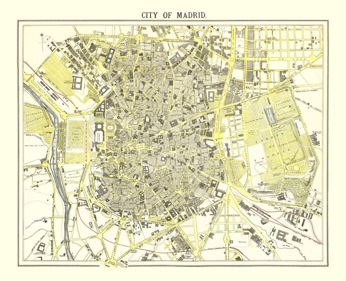 Preview of Vintage Map of Madrid, Spain 1883