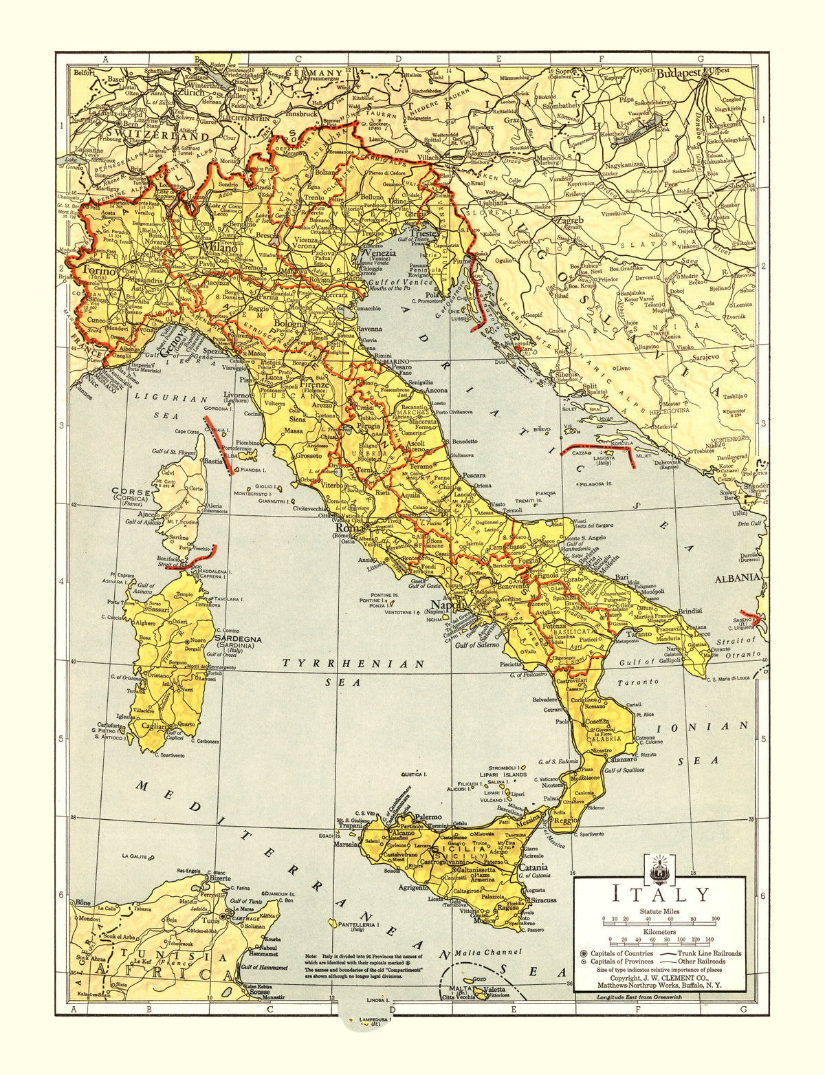 Preview of Vintage Map of Italy 1943