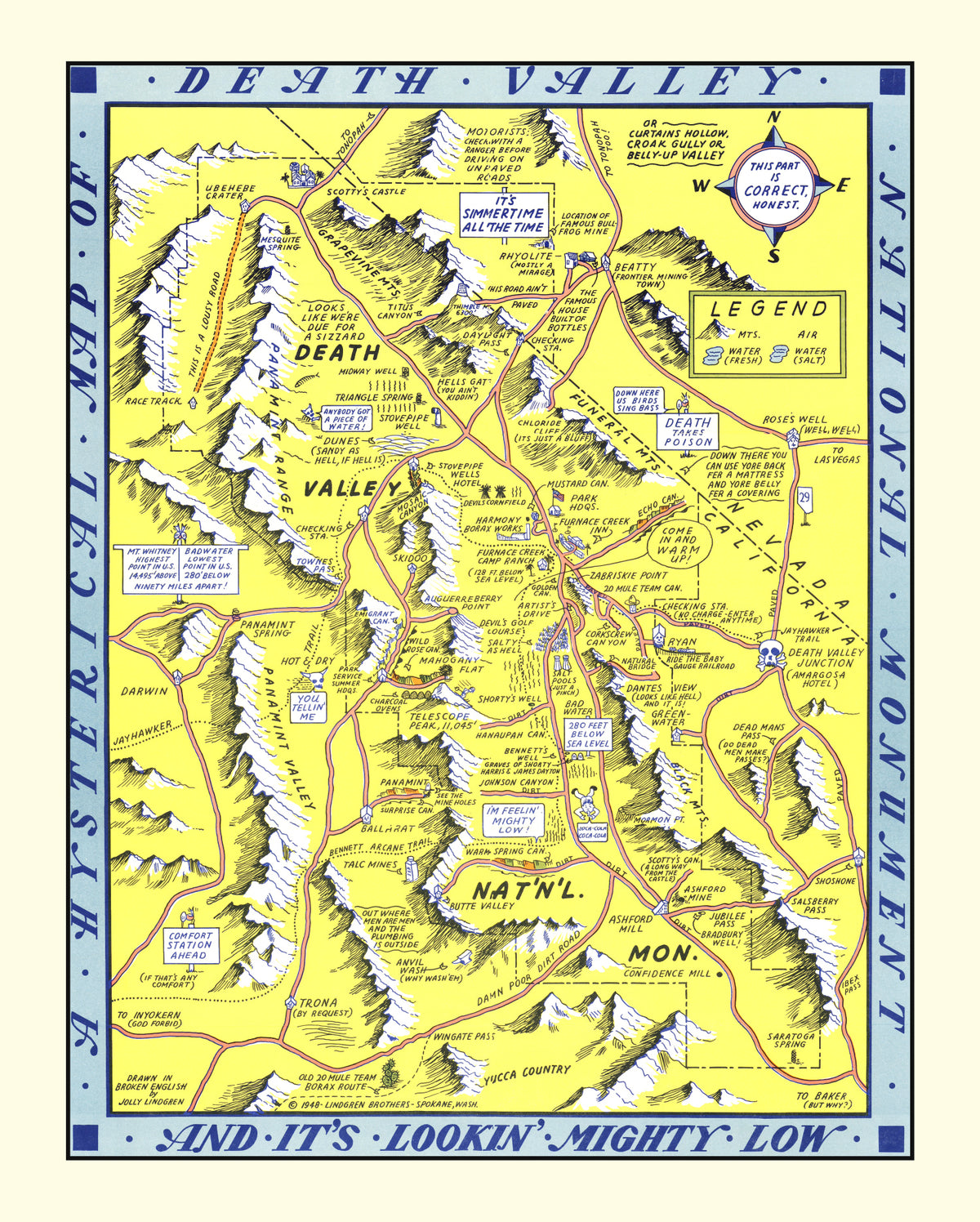 Preview of Vintage Map of Death Valley National Park 1948