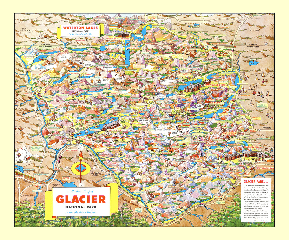 Preview of Vintage Map of Glacier National Park 1953