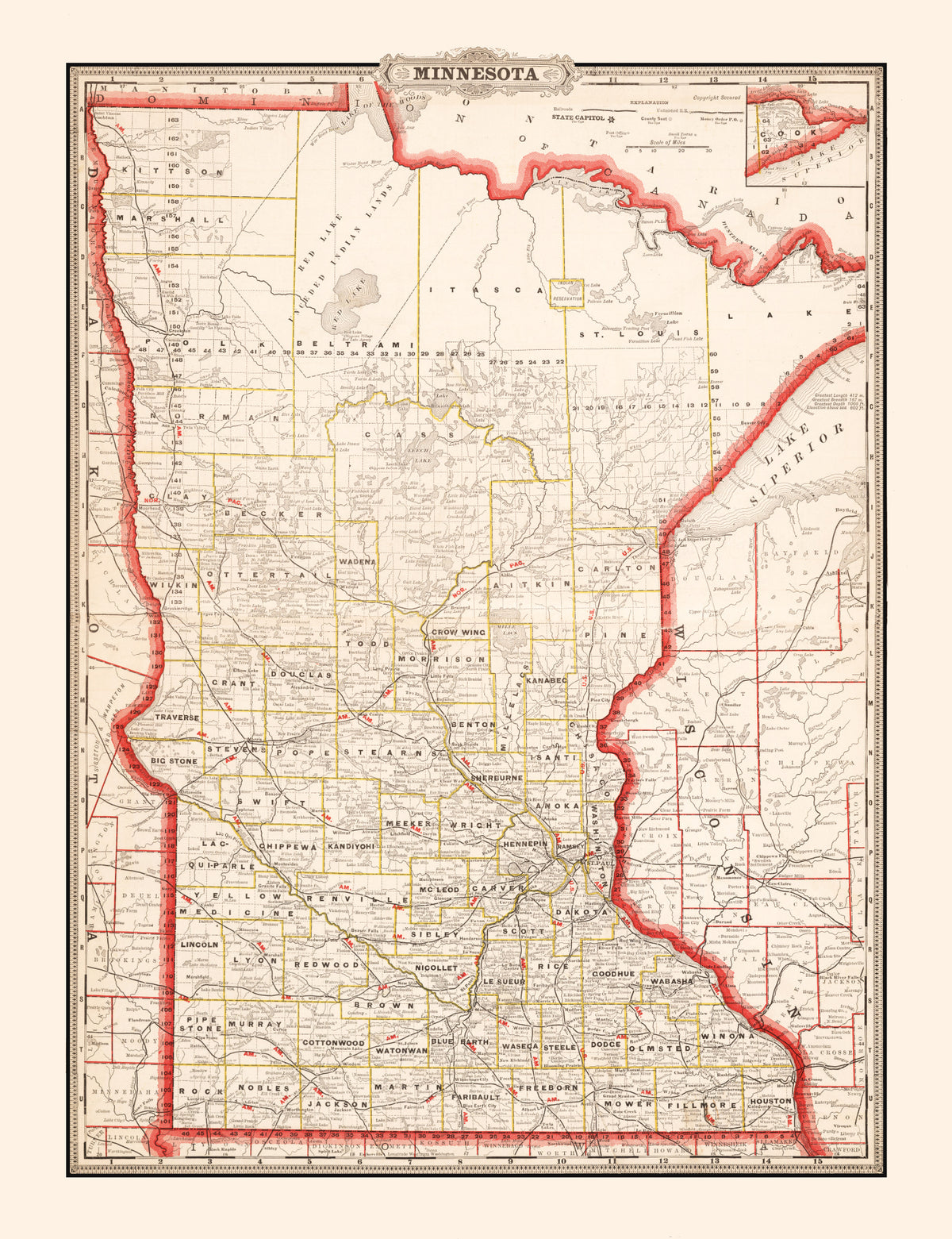 Preview of Vintage Map of Minnesota 1882
