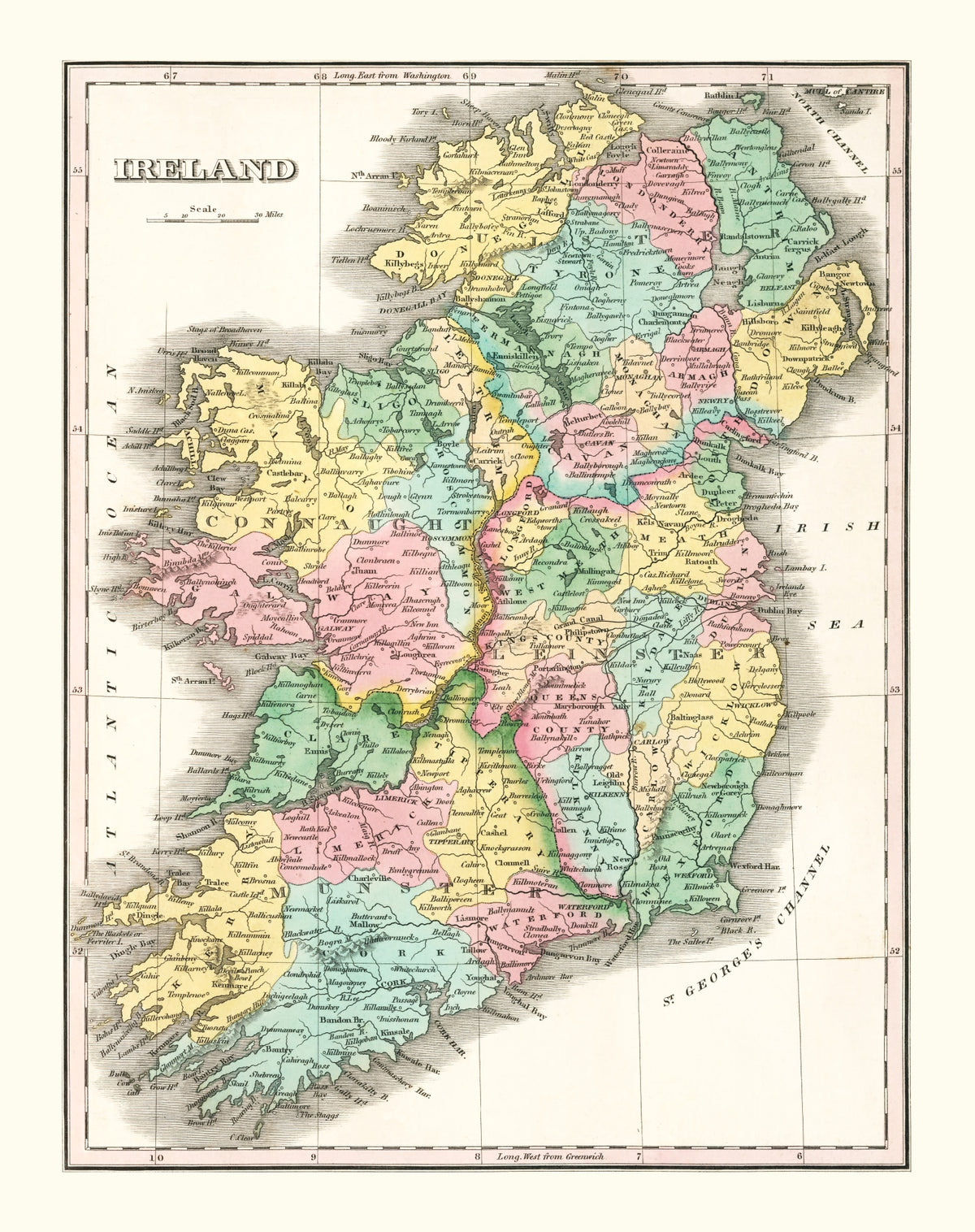 Preview of Vintage Map of Ireland 1827