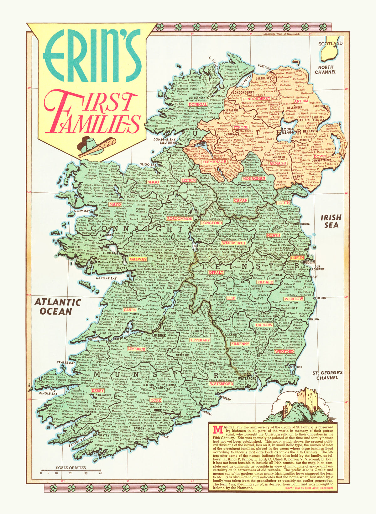 Preview of Erin's First Families Map of Ireland 1946
