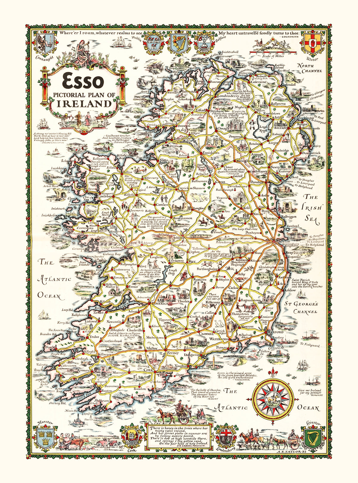 Preview of Vintage Pictorial Plan of Ireland 1933