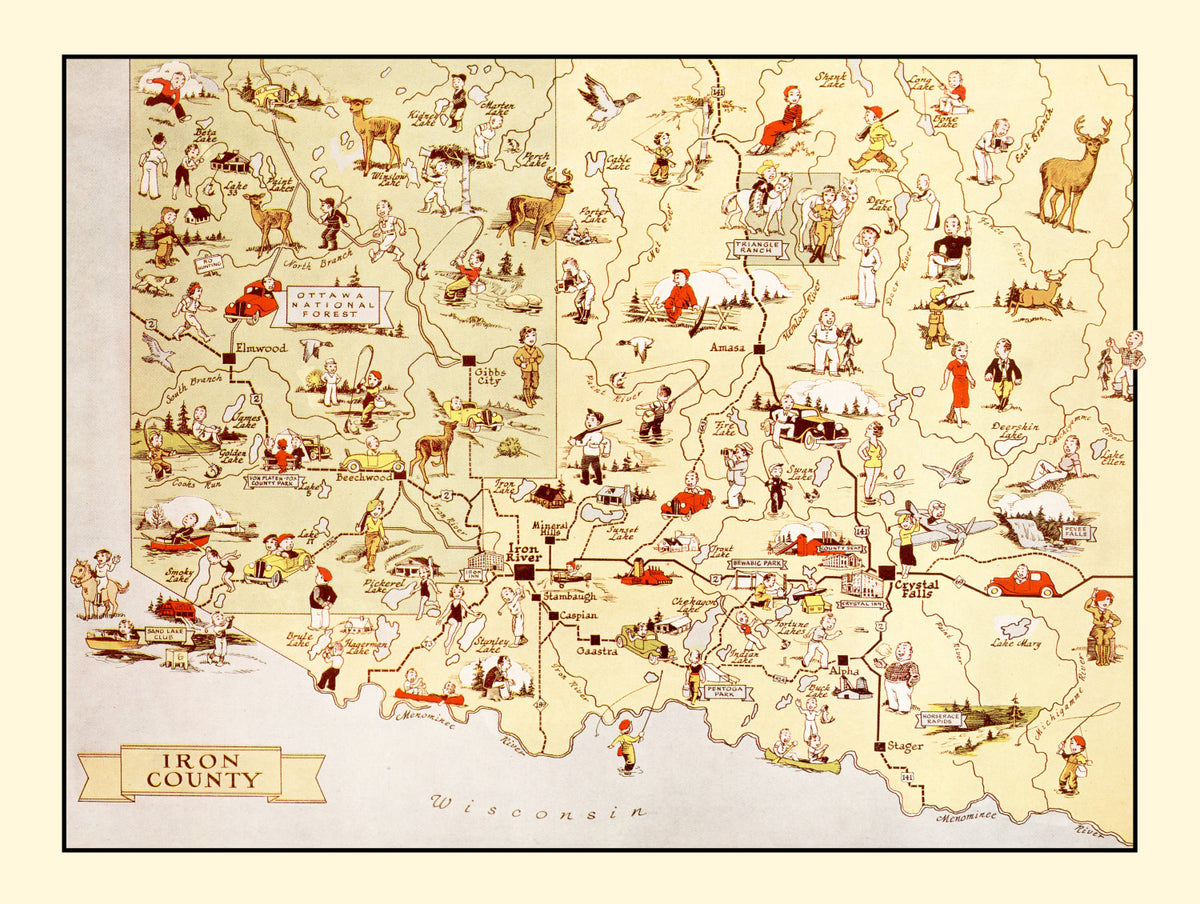 Preview of Vintage Map of Iron County, Michigan 1936