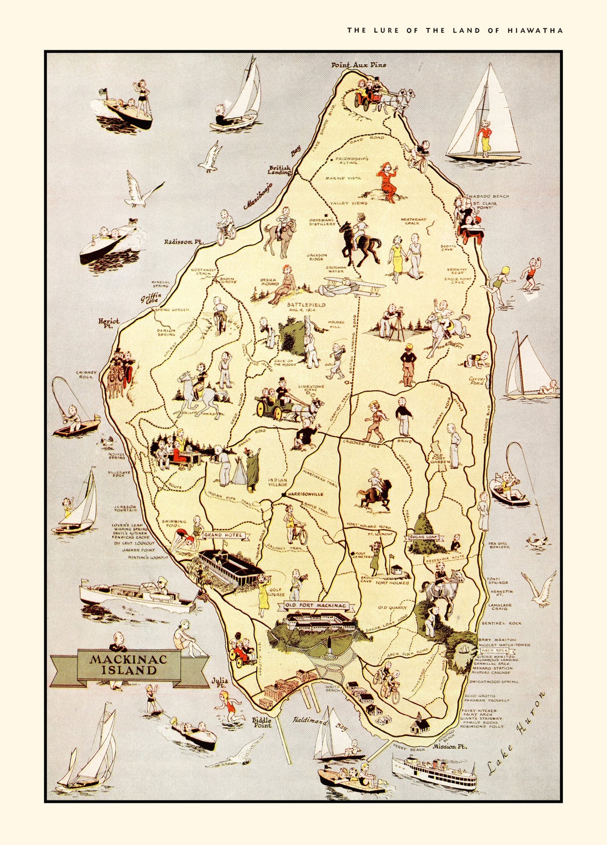 Preview of Vintage Map of Mackinack Island, MI 1936