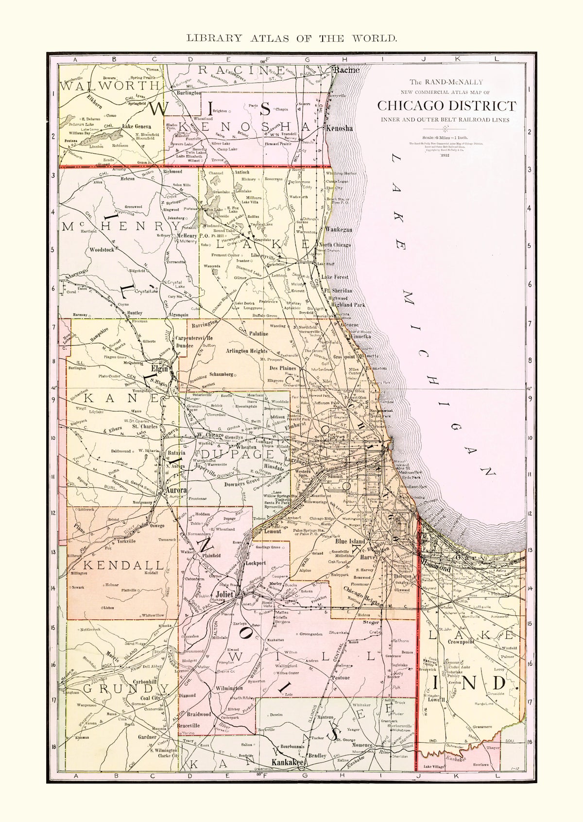 Preview of Vintage Map of Chicago Railroad Lines 1912