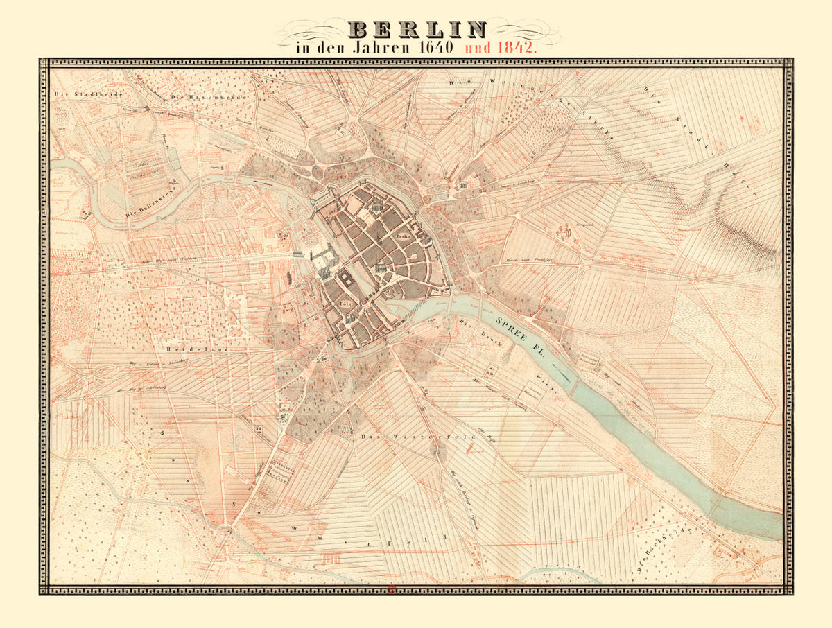 Preview of Vintage Map of Berlin, Germany 1843