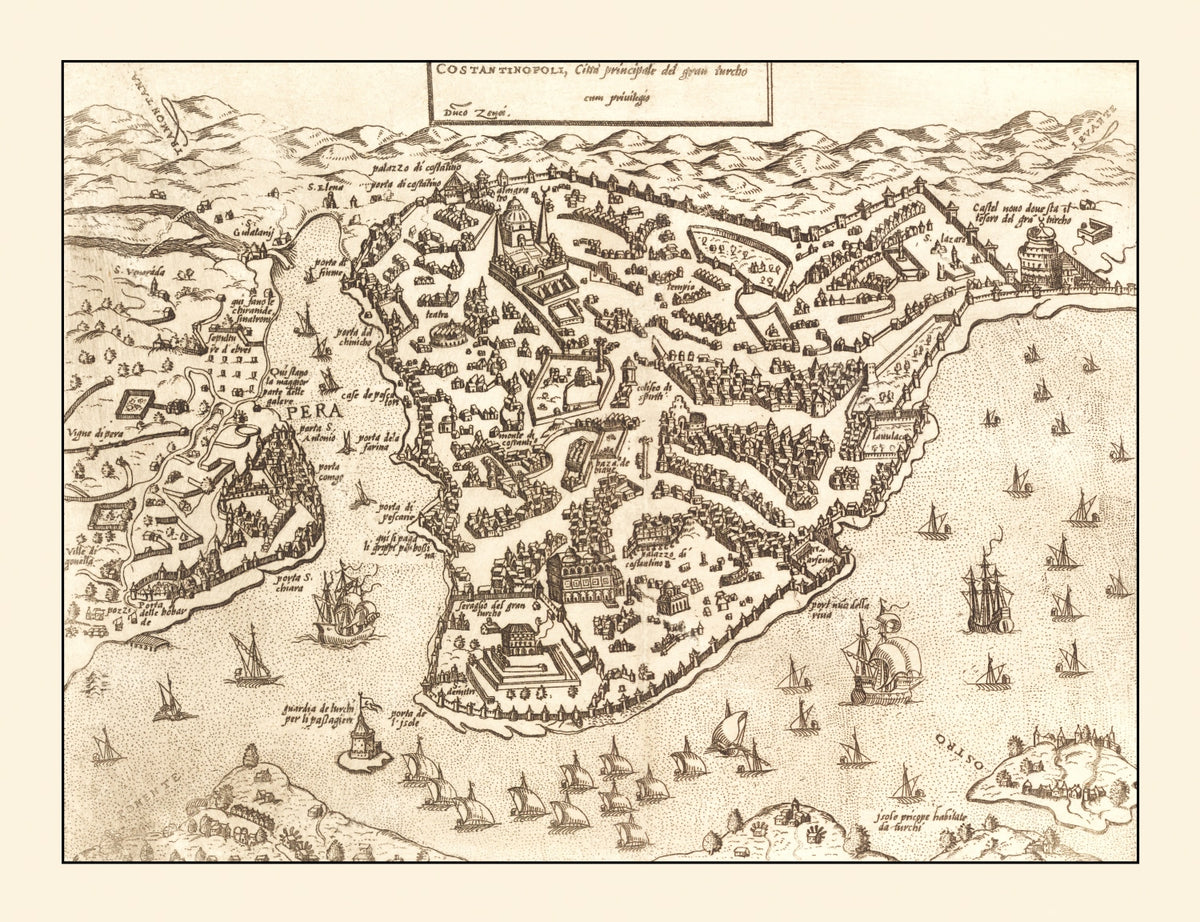 Preview of Vintage Map of Constantinople, Turkey 1572