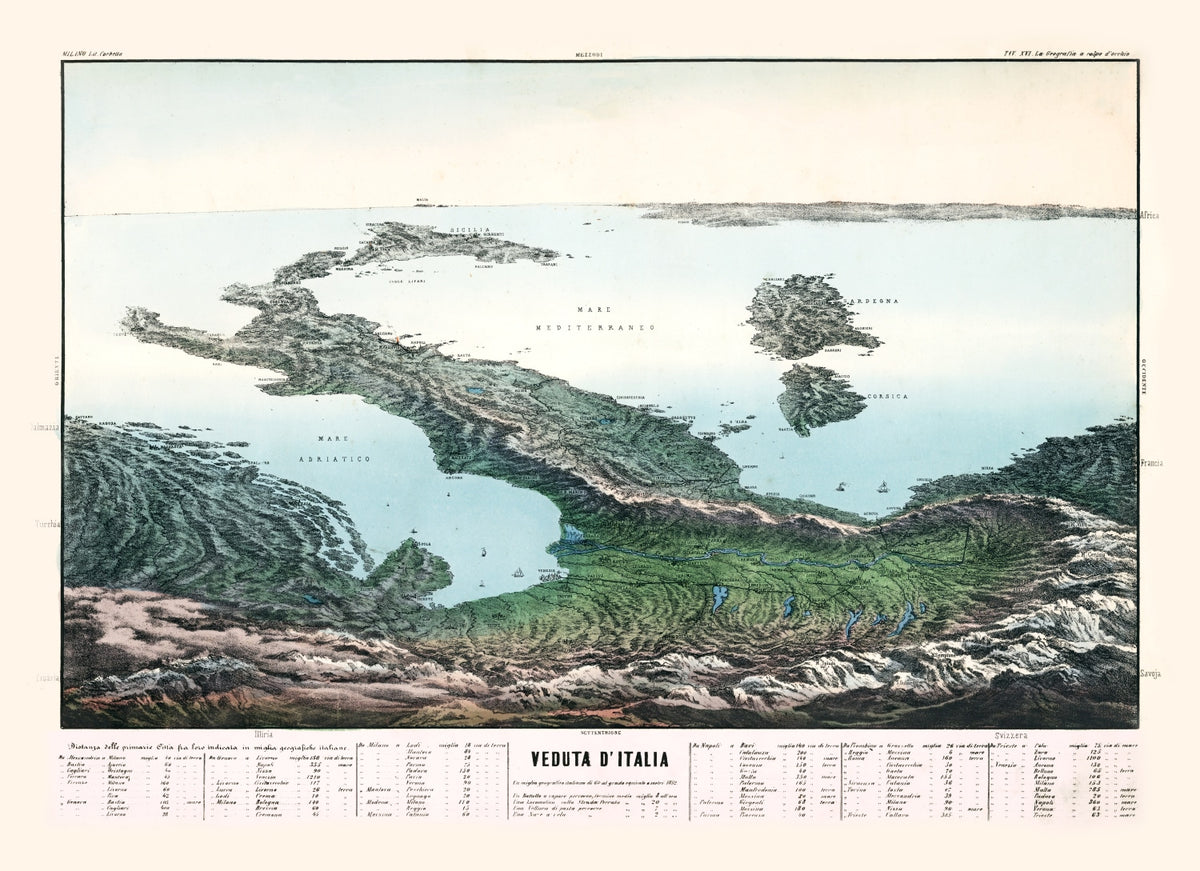 Preview of Vintage Map of Italy 1853