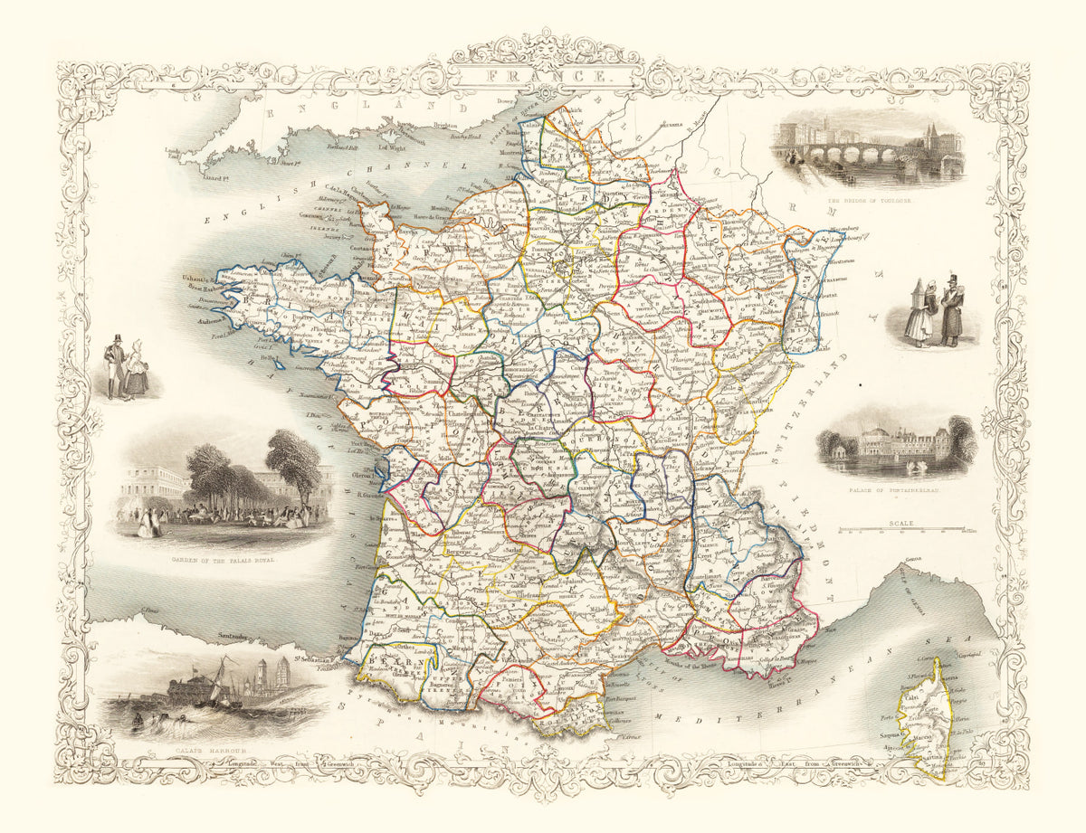 Preview of Vintage Map of France 1851