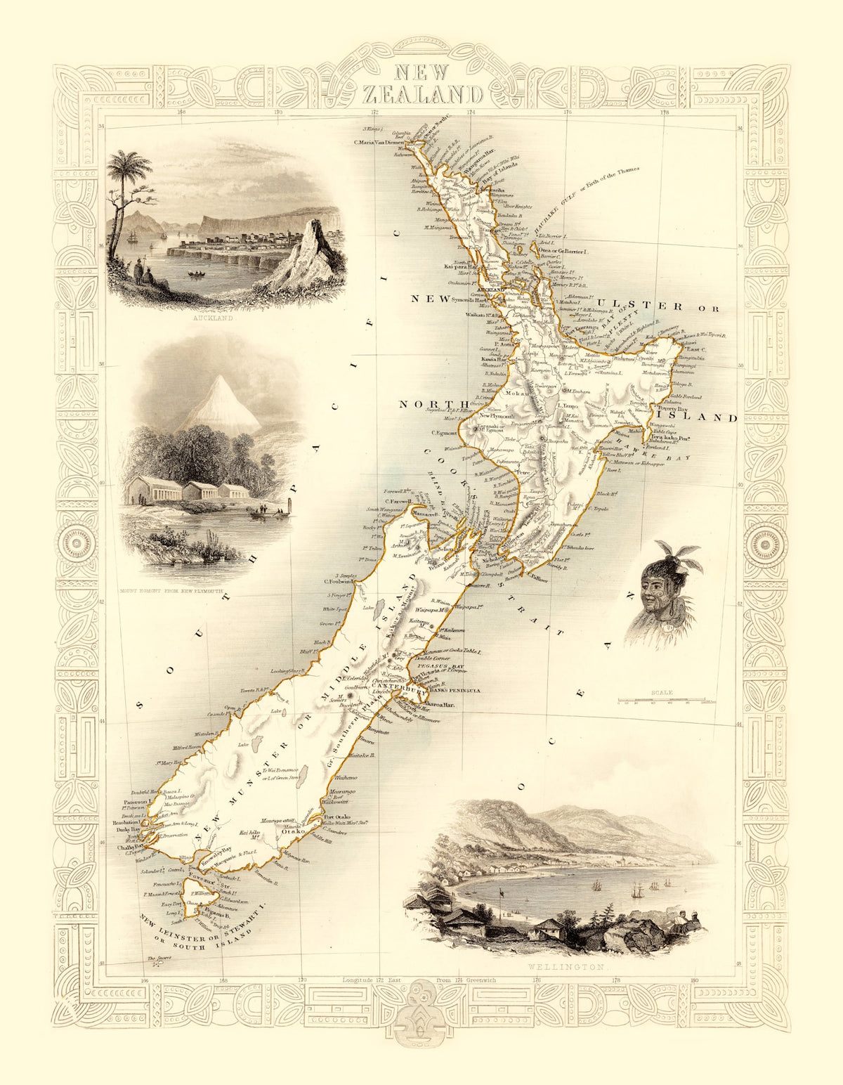 Preview of Vintage Map of New Zealand 1851