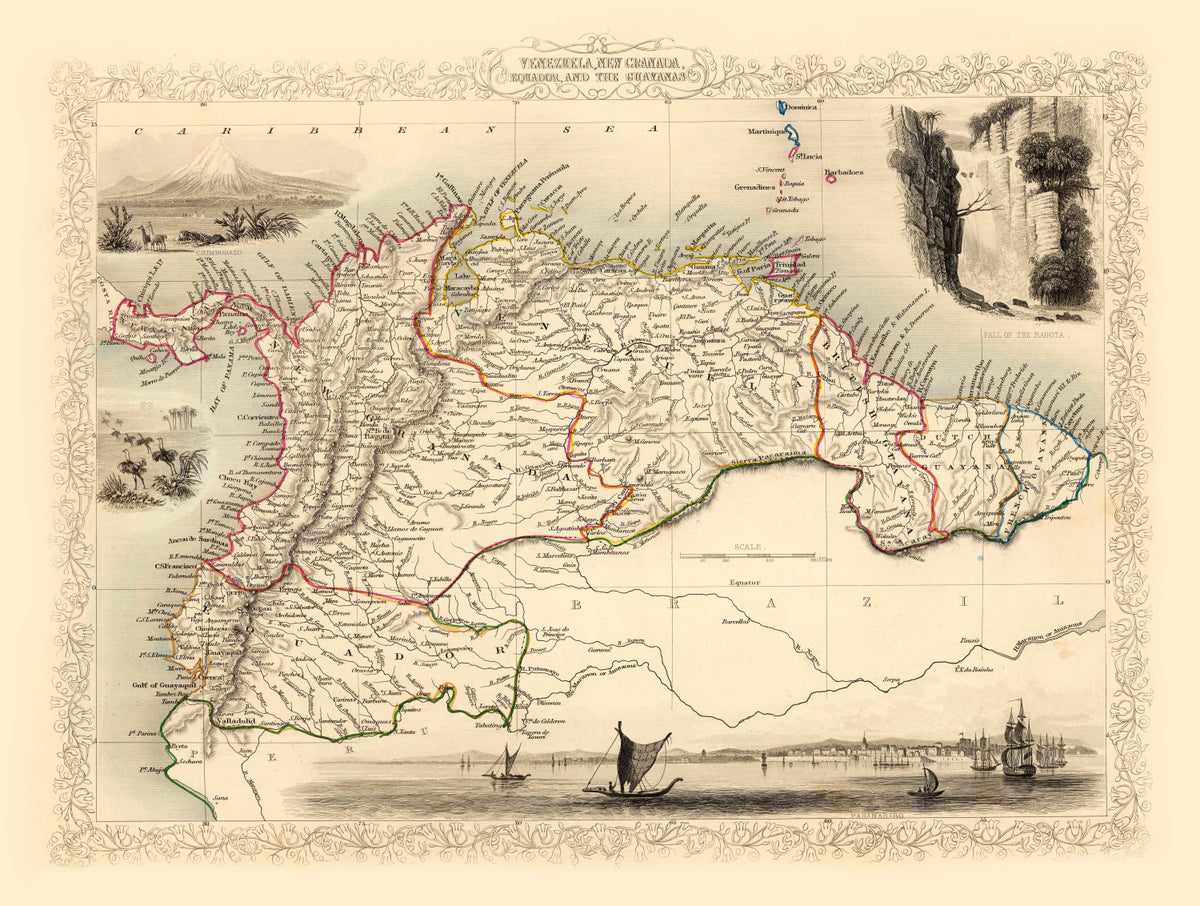 Preview of Vintage Map of Venezuela, New Granada, Ecuador & the Guayanas 1851