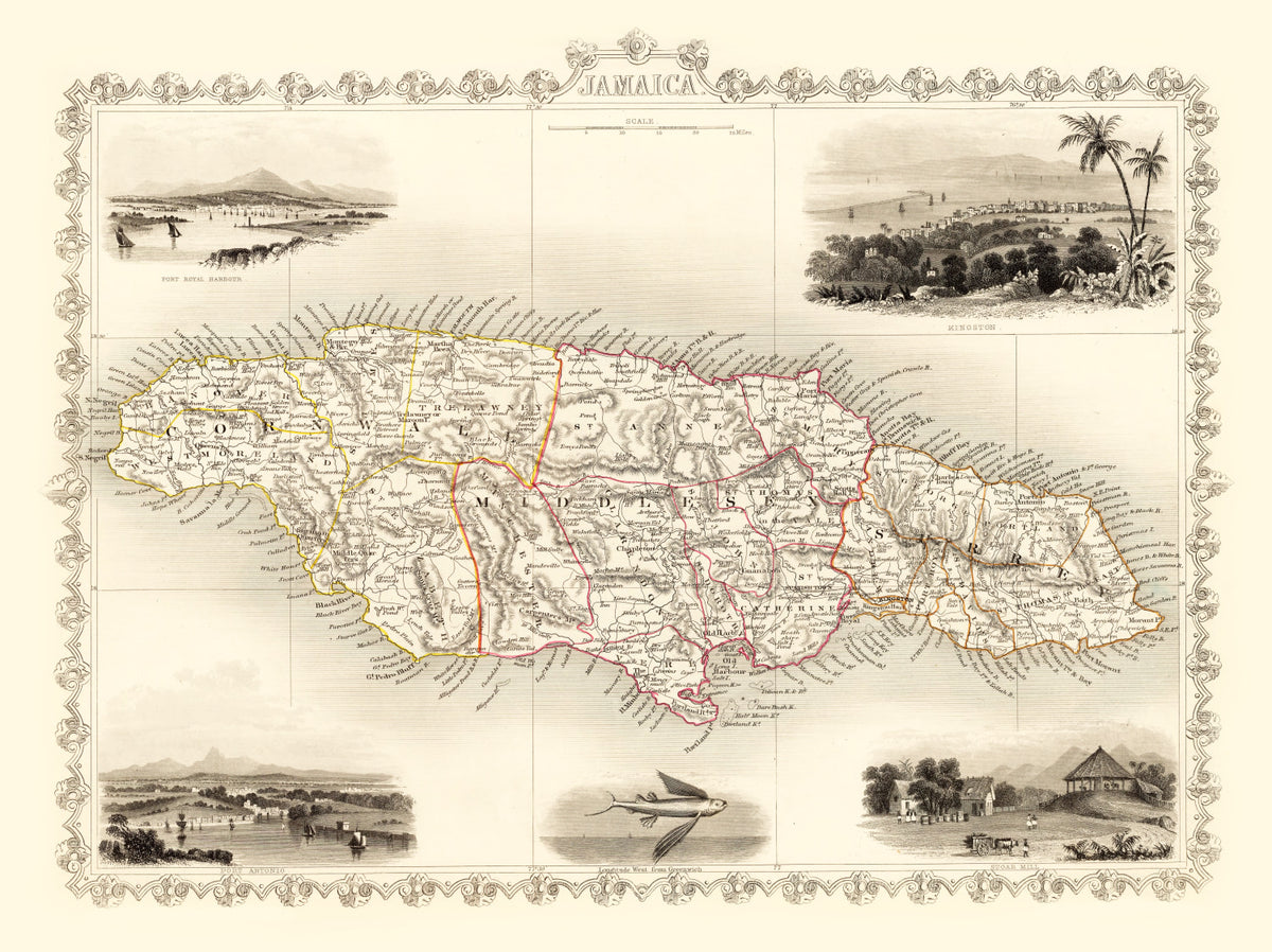 Preview of Vintage Map of Jamaica 1851