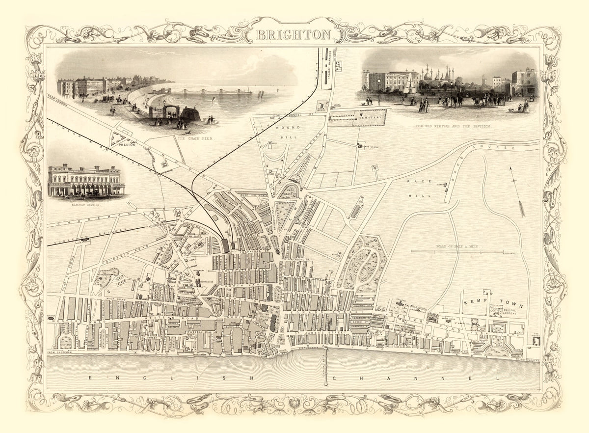 Preview of Vintage Map of Brighton, United Kingdom 1851