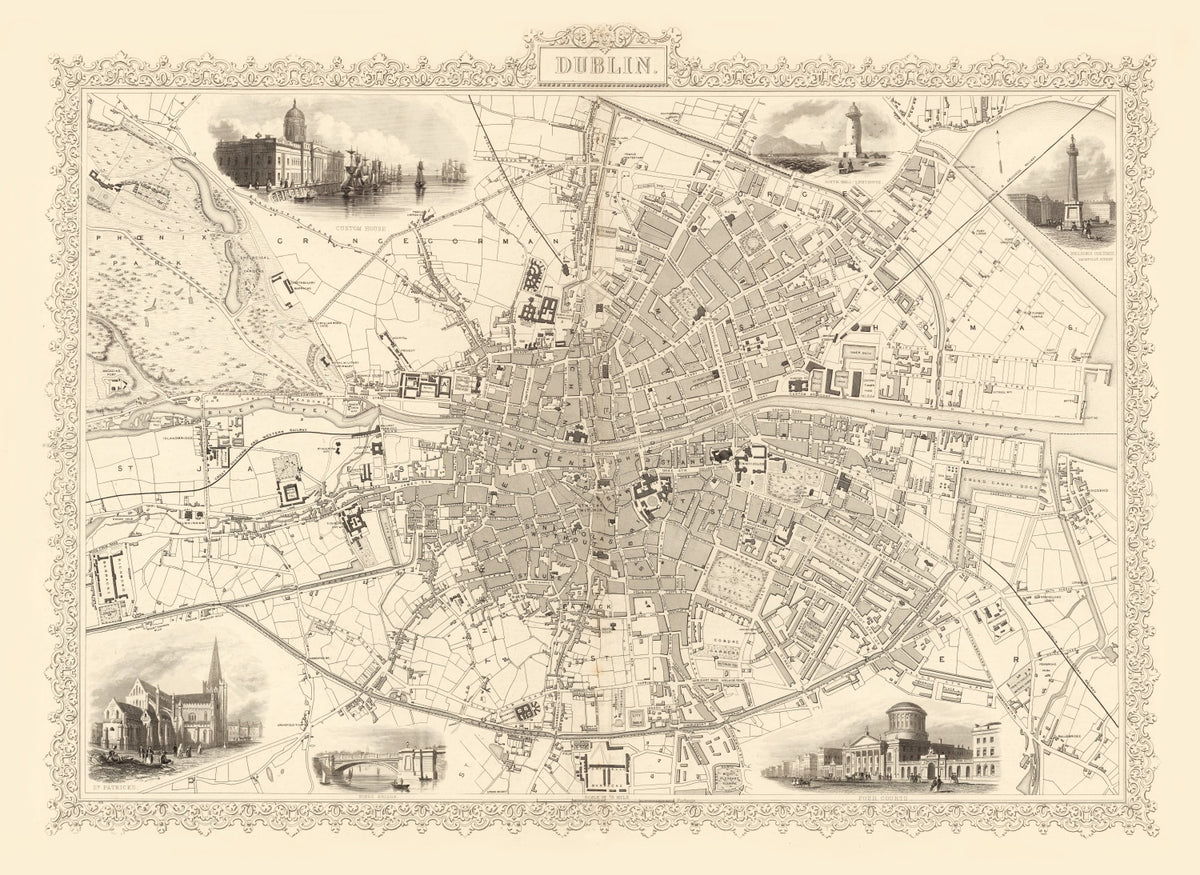 Preview of Vintage Map of Dublin, Ireland 1851
