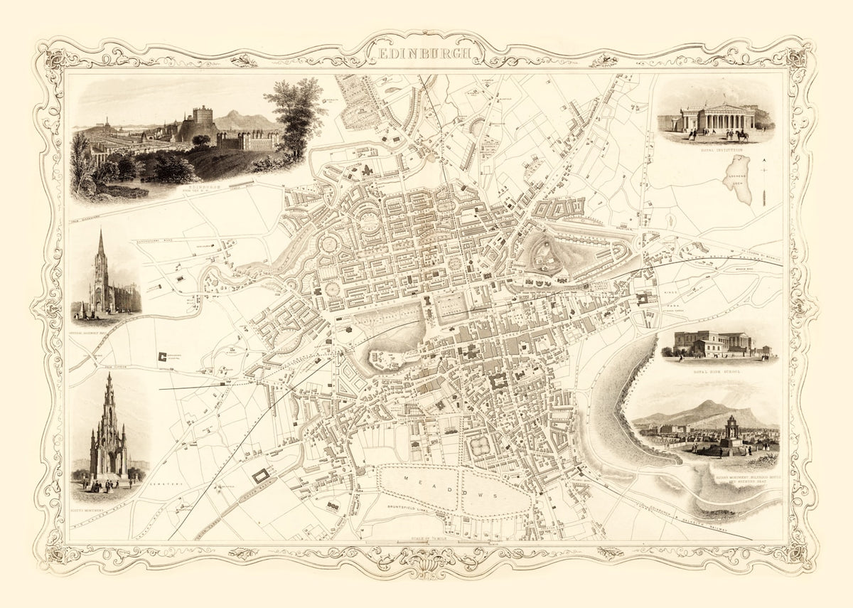 Preview of Vintage Map of Edinburgh, Scotland 1851