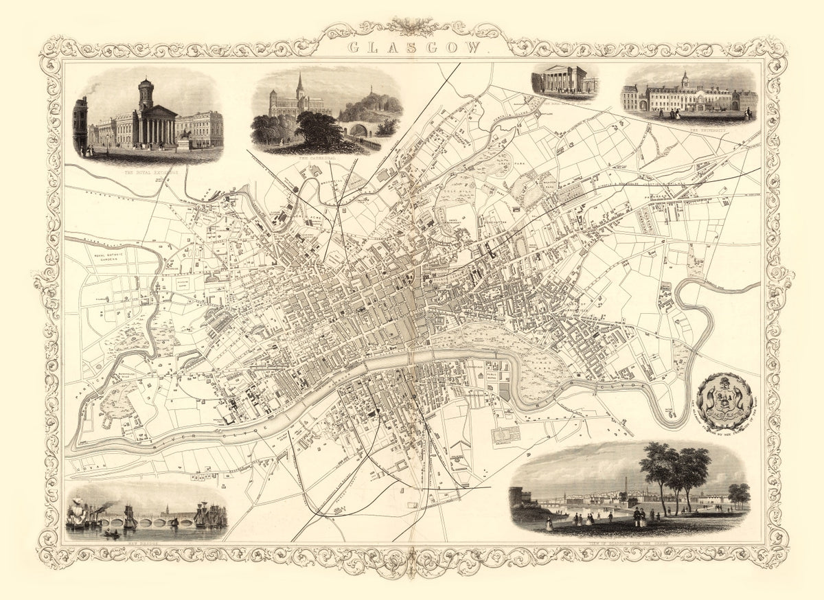 Preview of Vintage Map of Glasgow, Scotland 1851