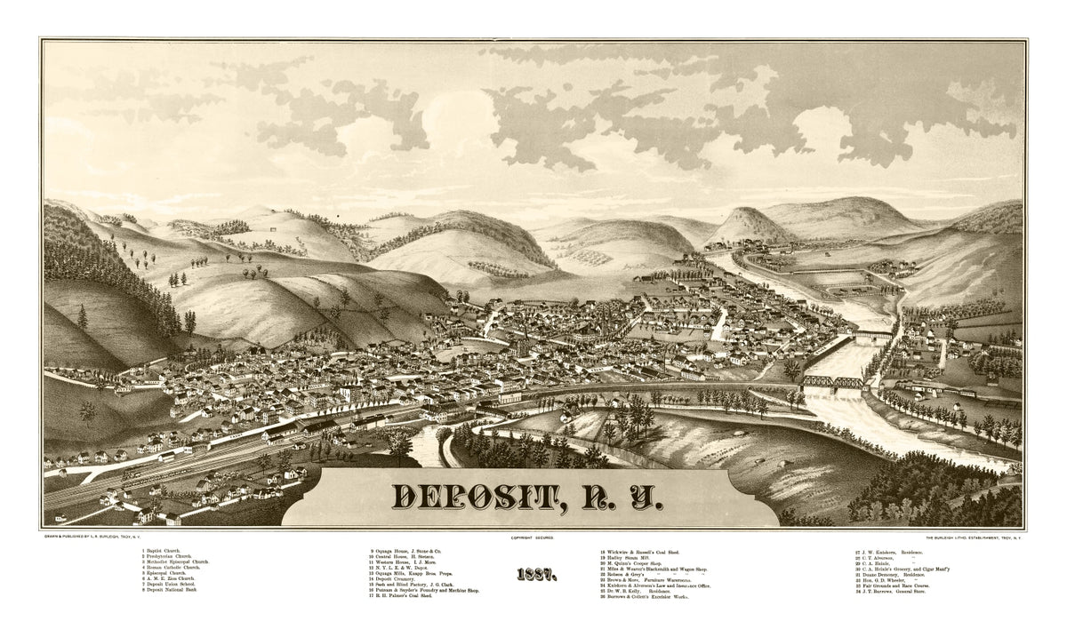 Preview of Vintage Map of Deposit, New York 1887
