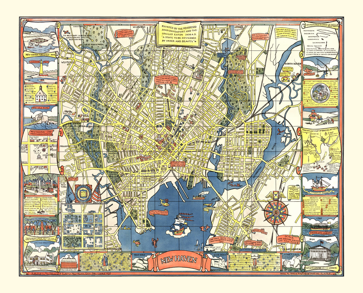Preview of Vintage Map of New Haven, Connecticut 1928