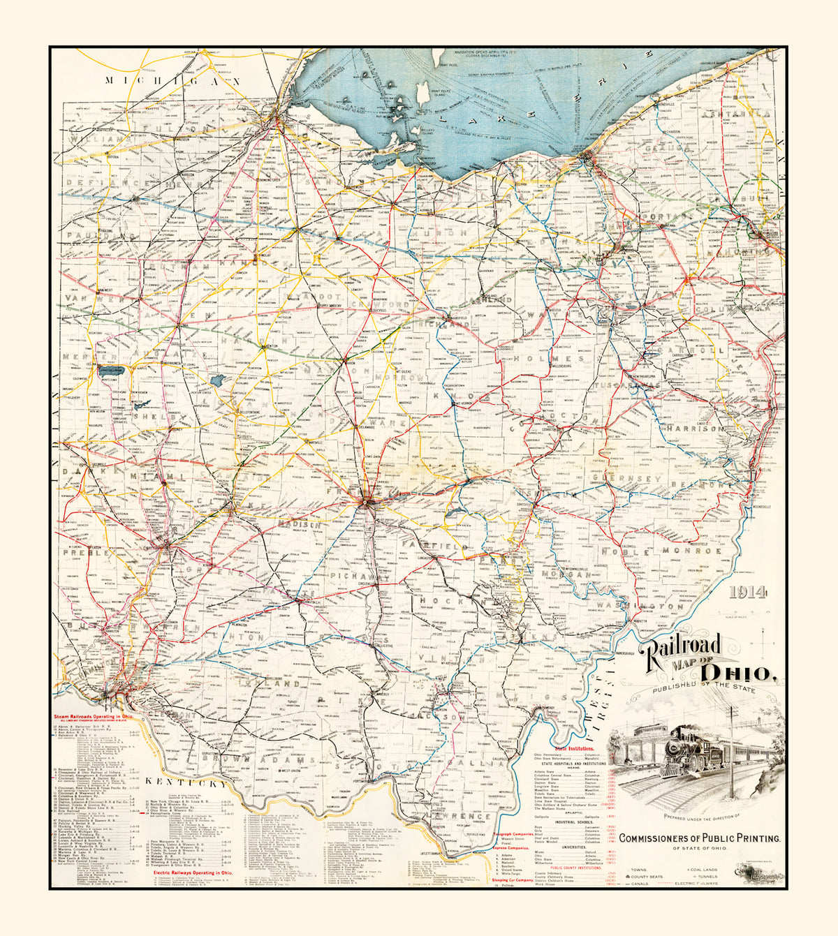 Preview of Vintage Railroad Map of Ohio 1914