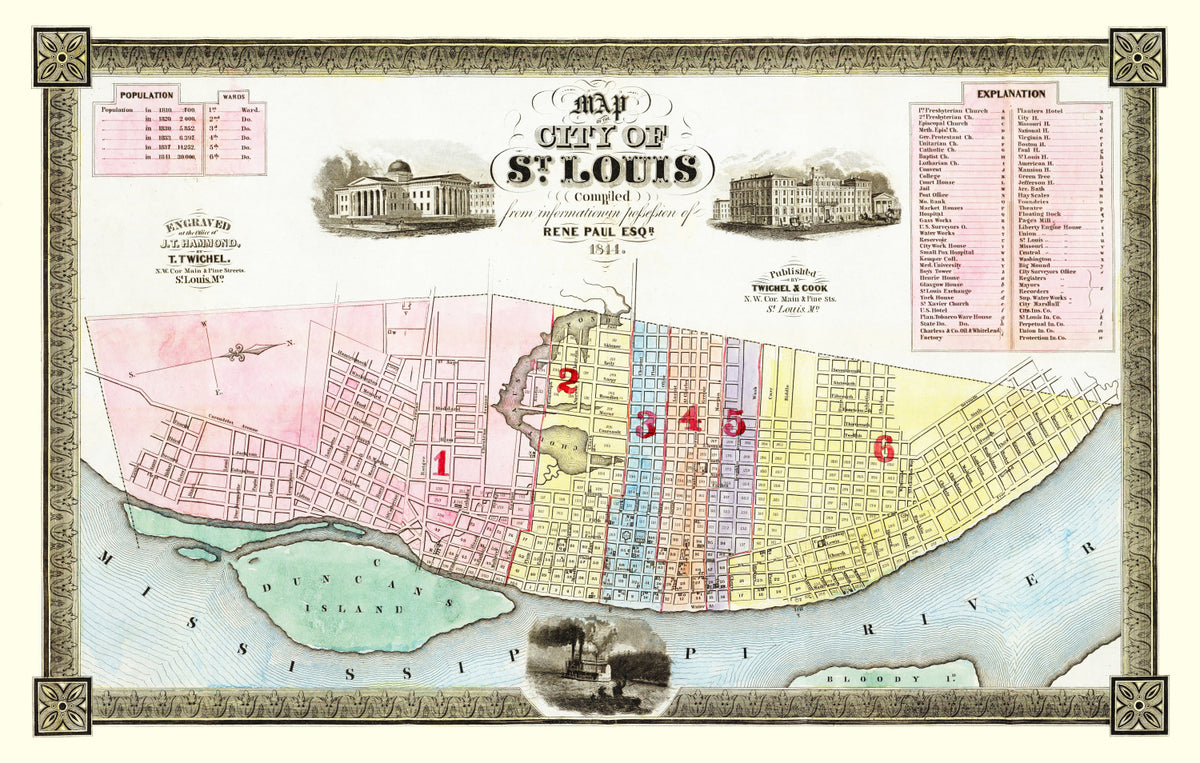 Preview of Vintage Map of St Louis, Missouri 1844