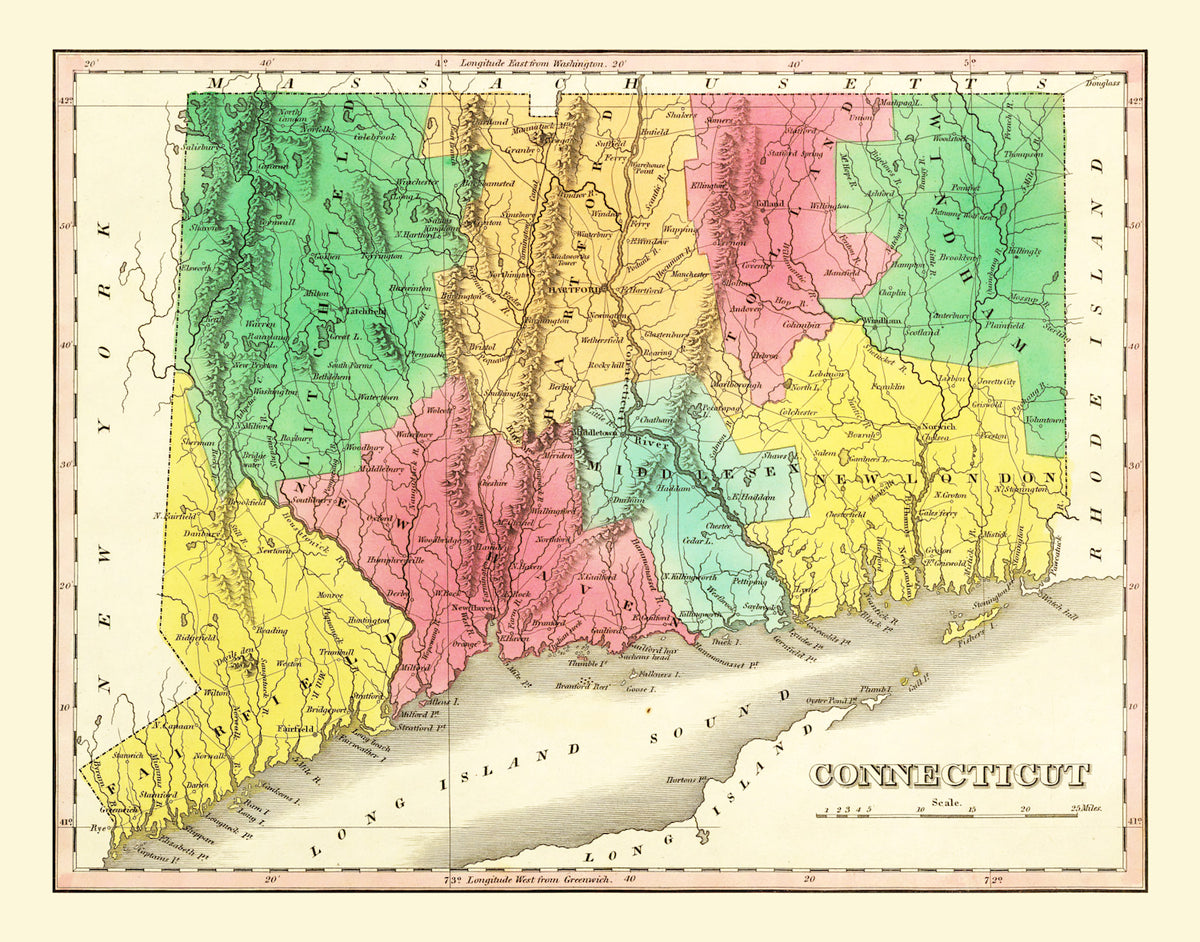 Preview of Vintage Map of Connecticut 1831